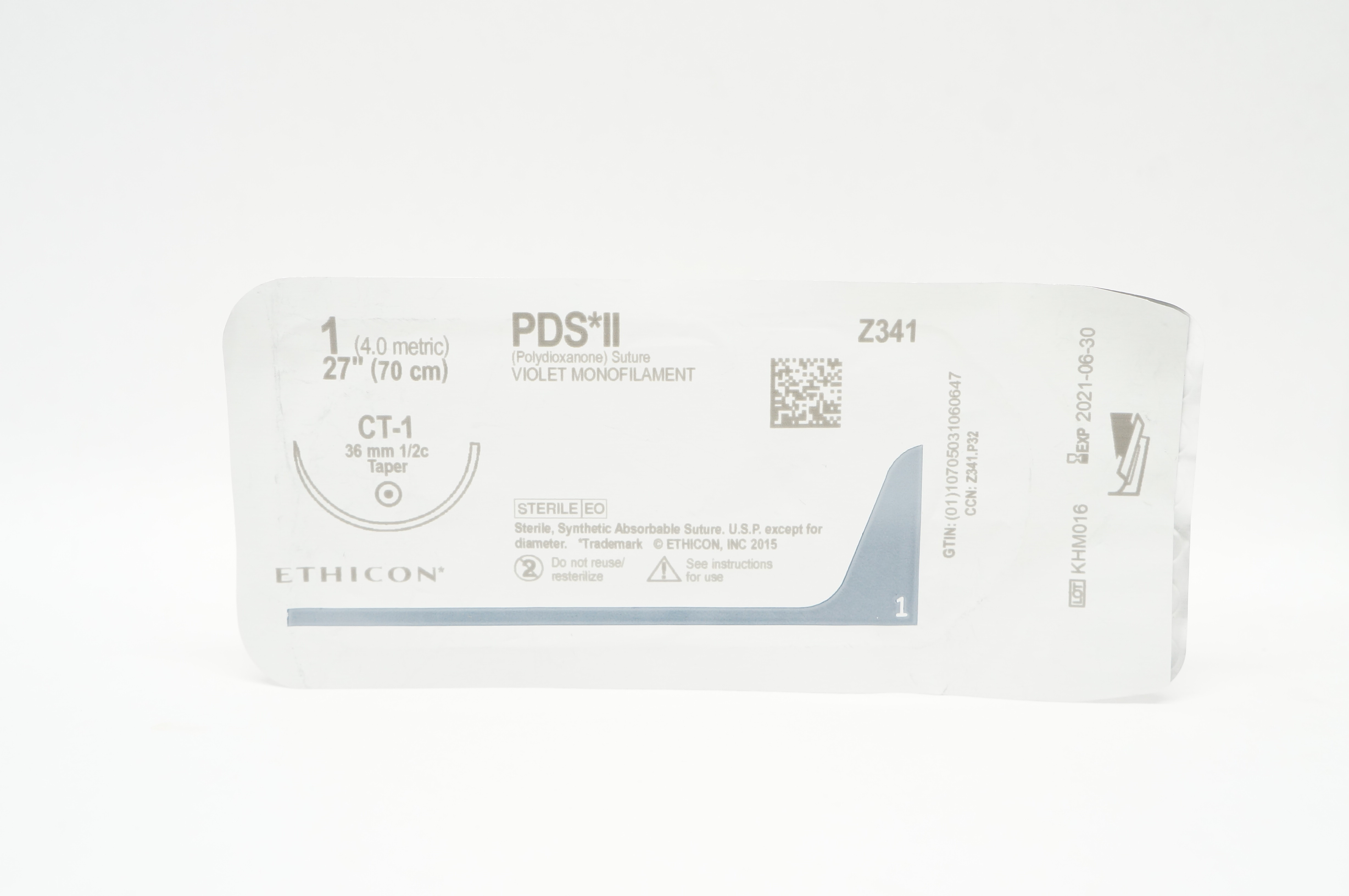 Ethicon Z341 1 PDS II VIOLET MONOFILAMENT CT-1 36mm 1/2c Taper 27inch (x)
