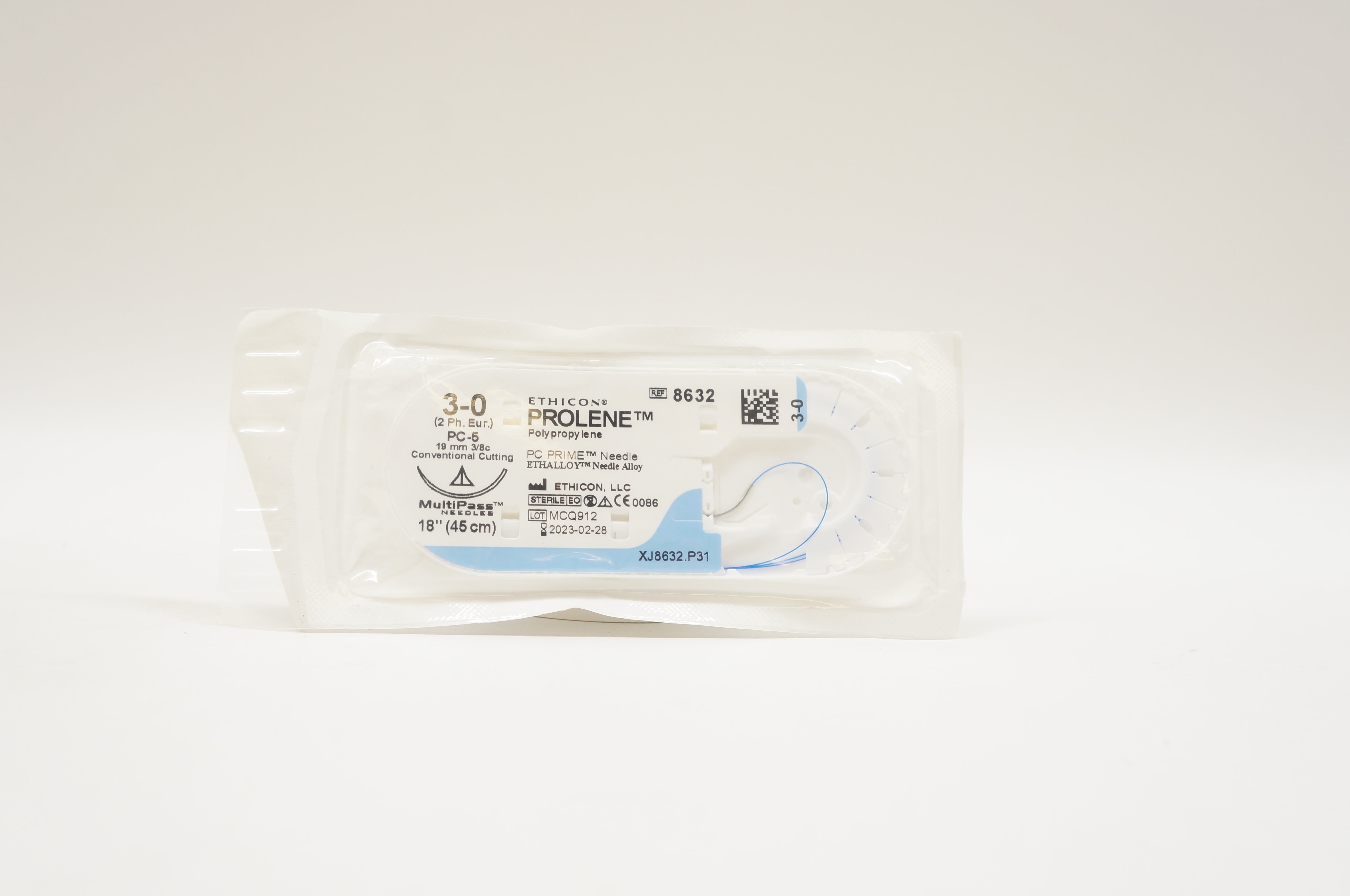 Ethicon 8632 3-0 PROLENE, PC-5, 19mm 3/8c Conventional Cutting, 18inch