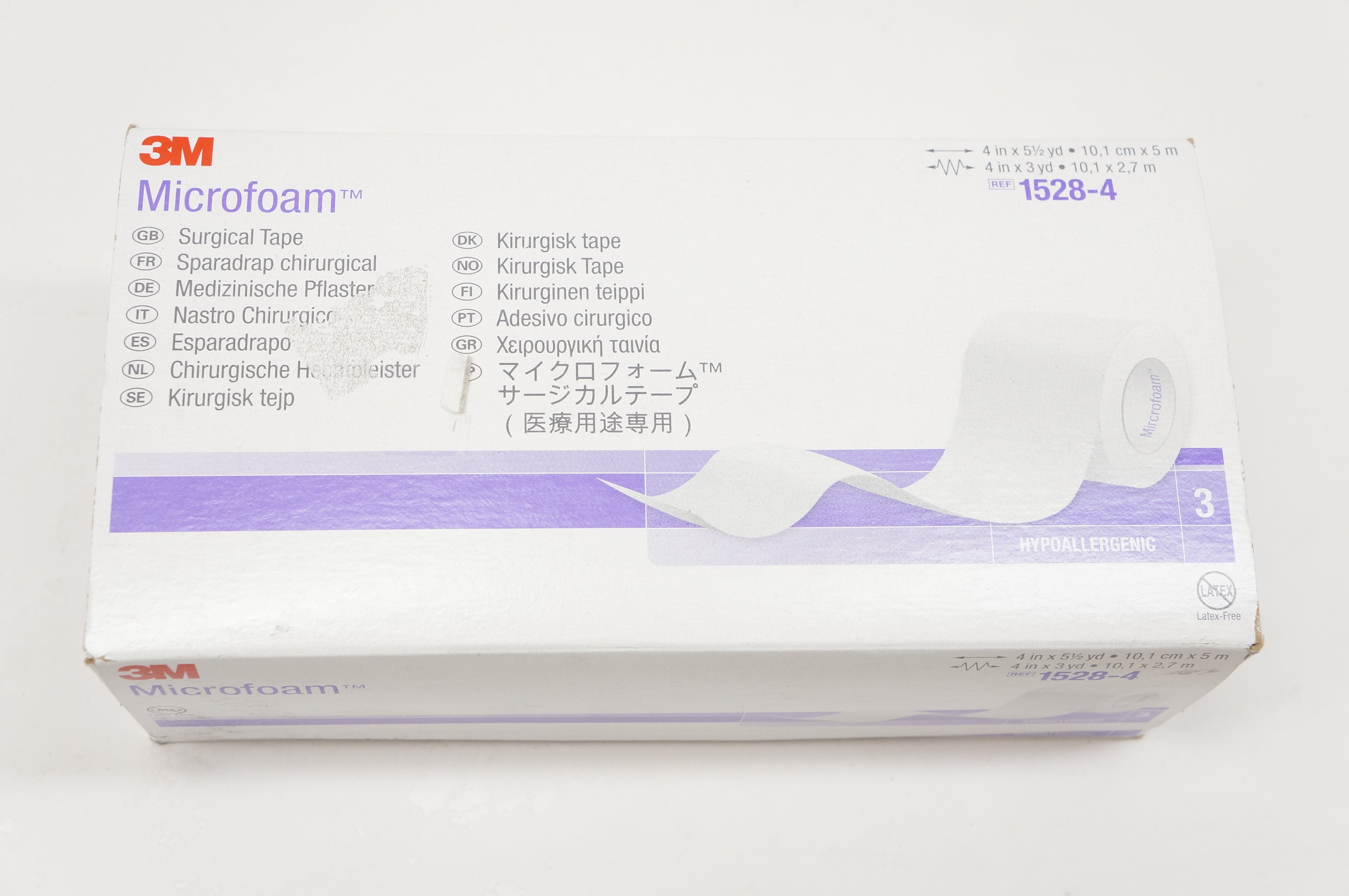3M 1528-4 Microfoam Surgical Tape 4inch x 3yd. - Box of 3