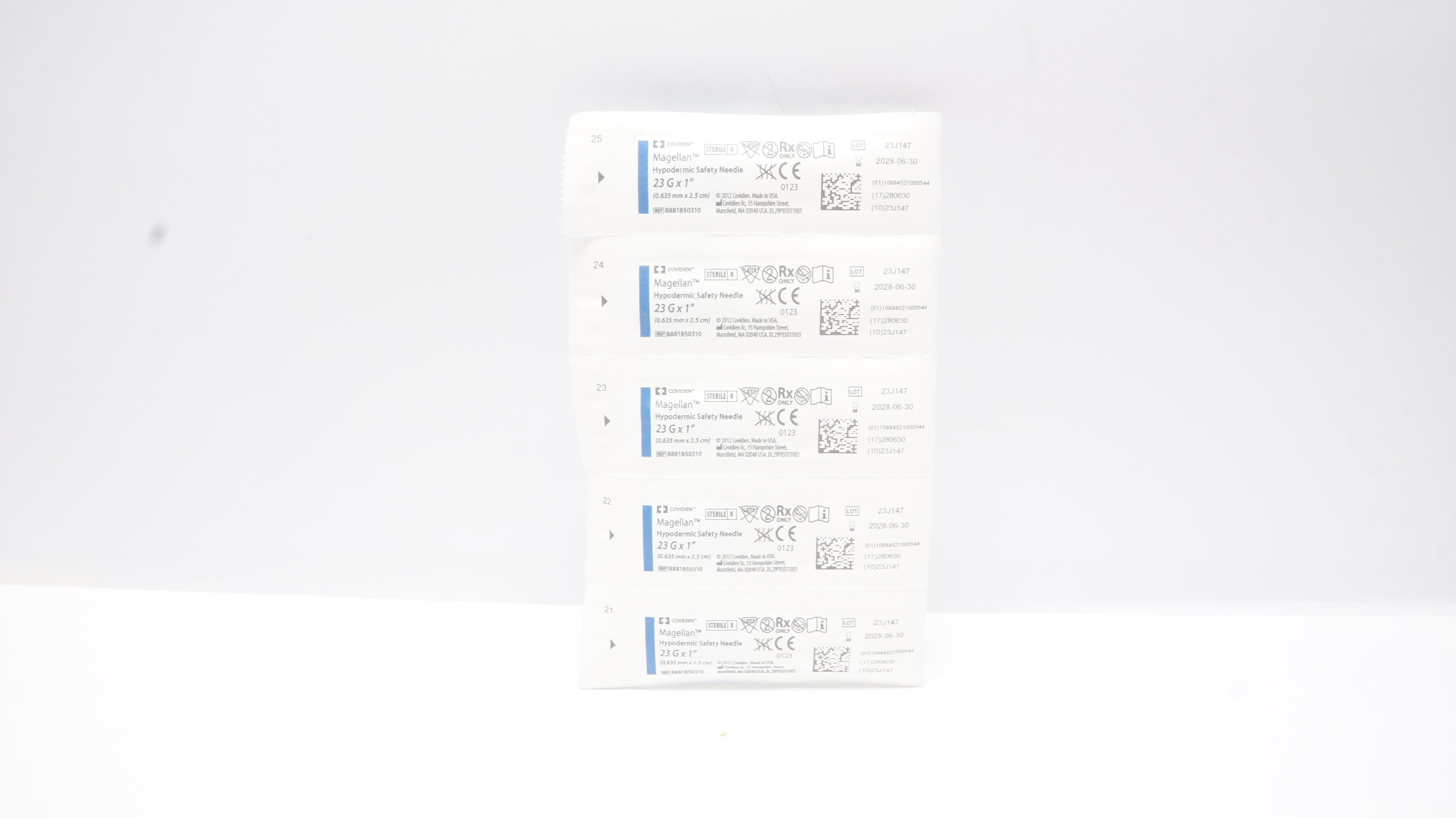 Covidien 8881850310 Magellan Hypodermic Safety Ndle 23G x 1inch (x) - Lot of 5