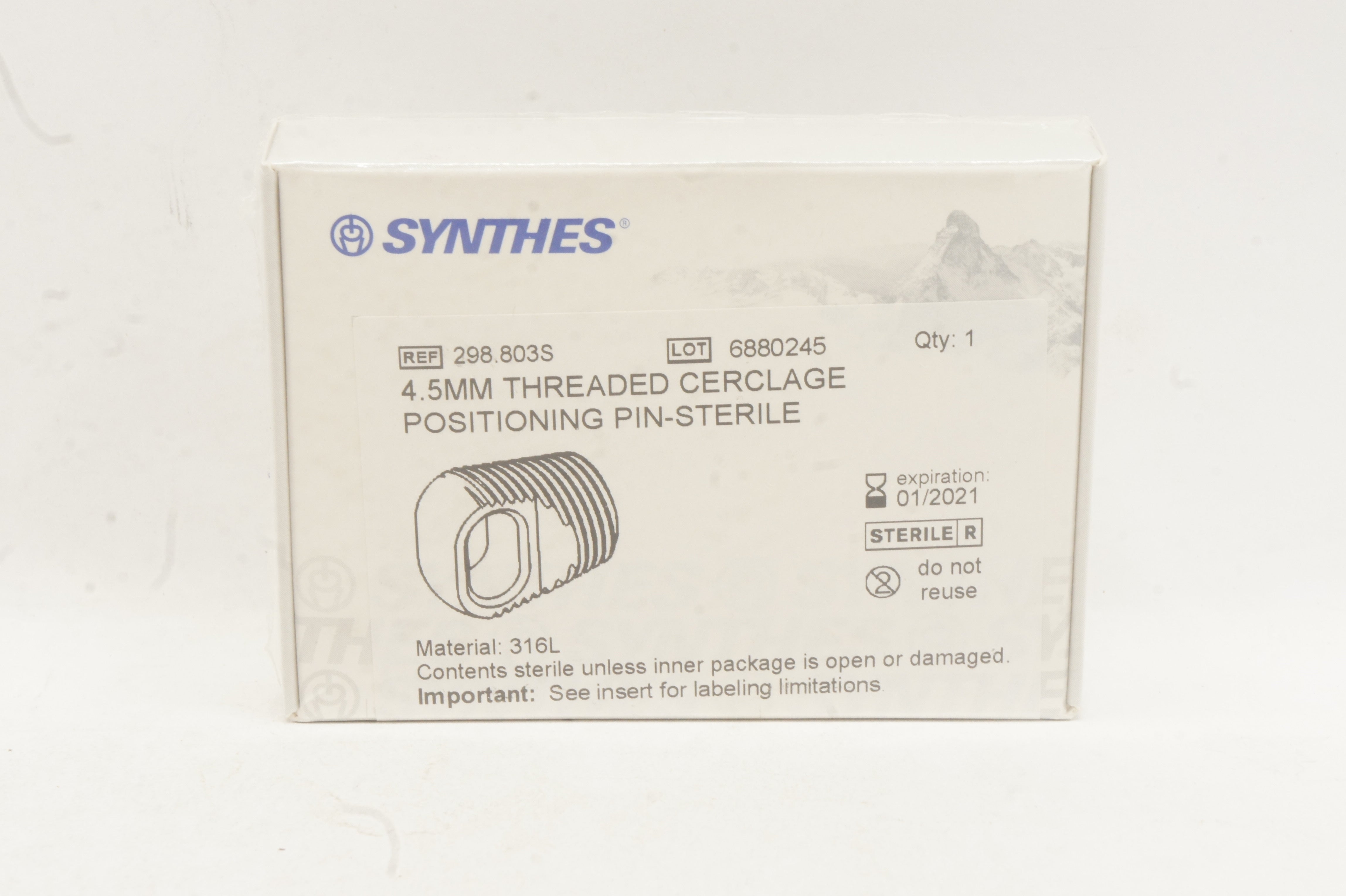 Synthes 298.803S 4.5mm Threaded Cerclage Positioning Pin-Sterile (x)