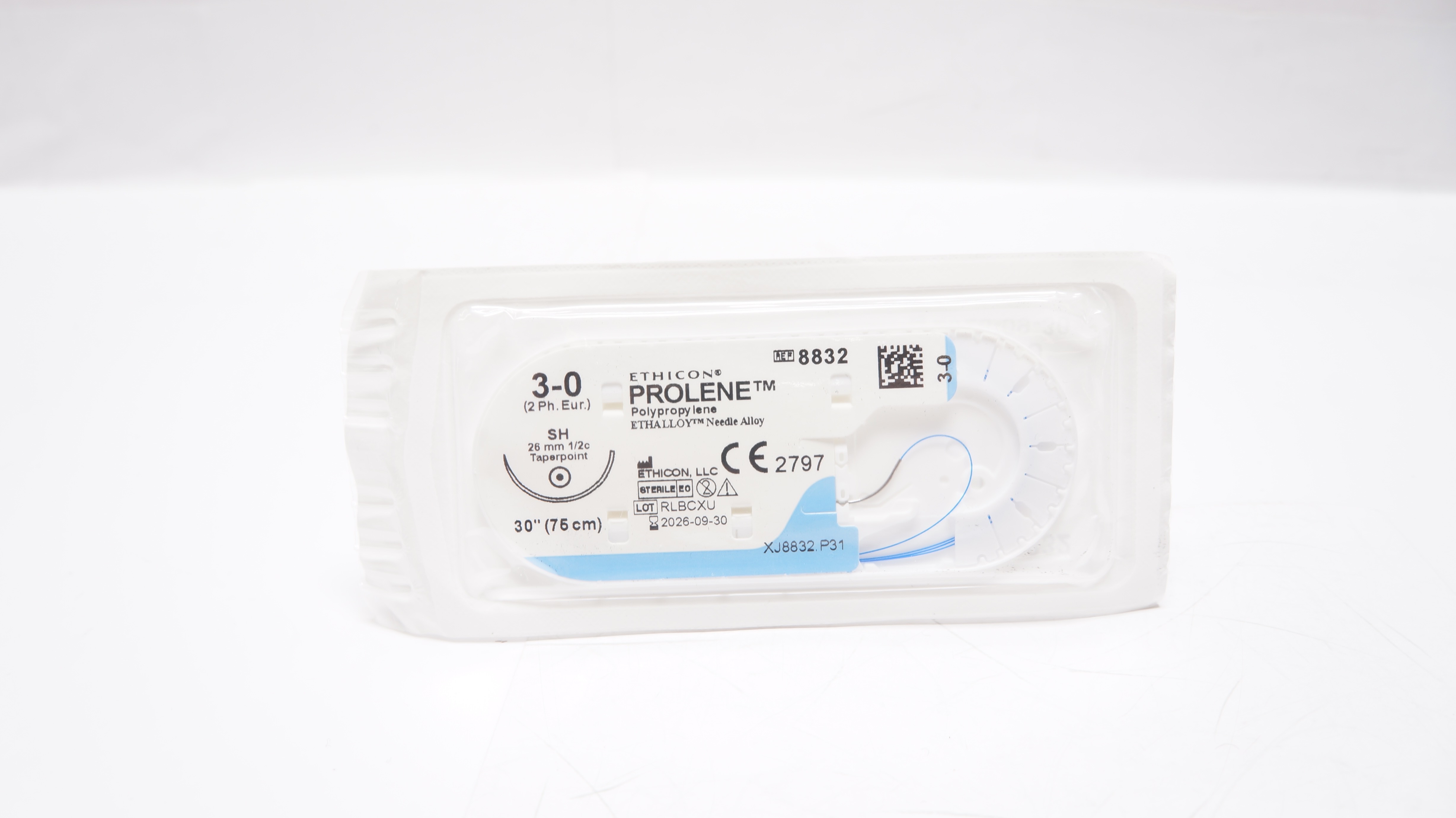 Ethicon 8832 3-0 Prolene Polypropylene Stre SH 26mm 1/2c Taperpoint, 30inch