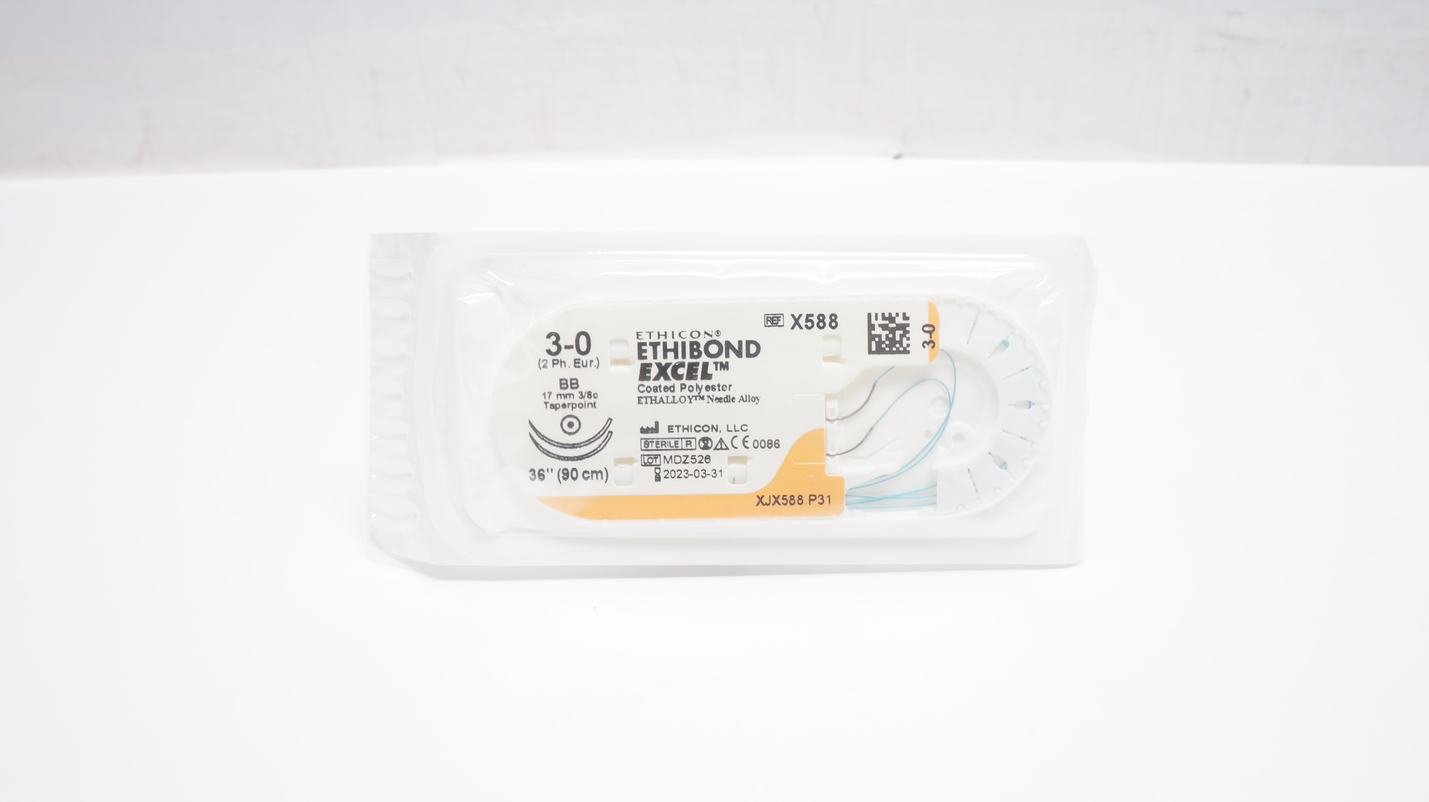 Ethicon X588 3-0 Ethibond Excel Polyester Stre BB 17mm 3/8c Taperpoint 36inch(x)