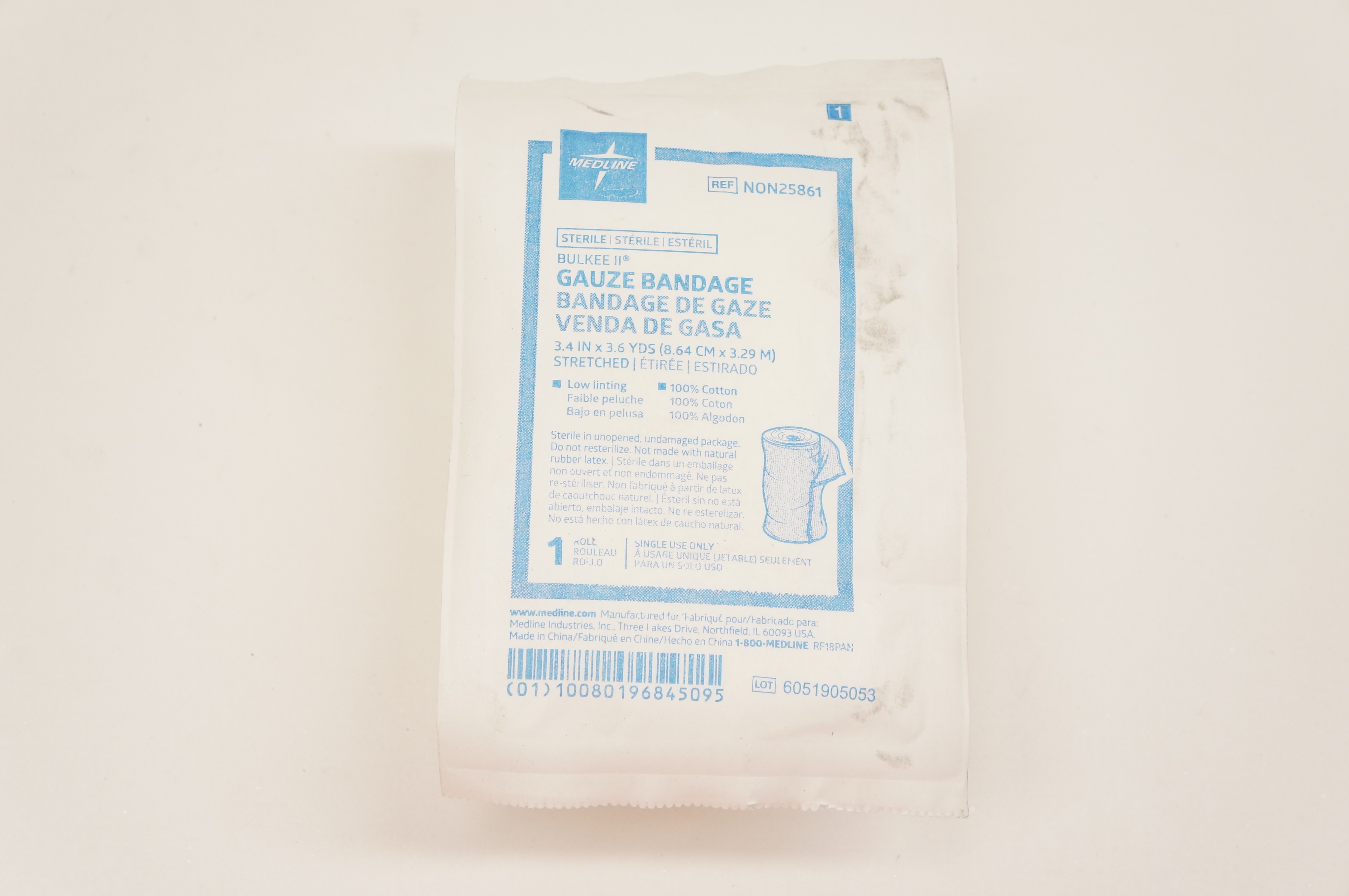Medline NON25861 Gauze Bandage 3.4inch x 3.6yds