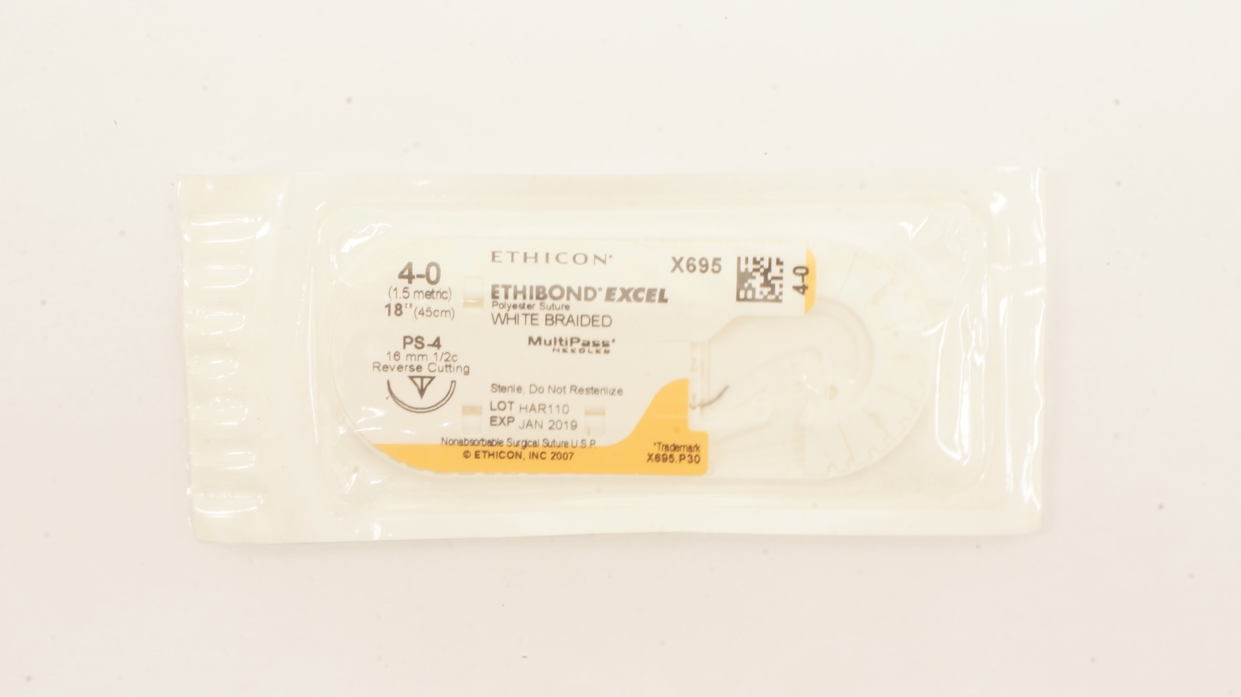 Ethicon X695  4-0 Ethibond Excel Stre PS-4 16mm 1/2c Reverse Cutting 18inch (x)