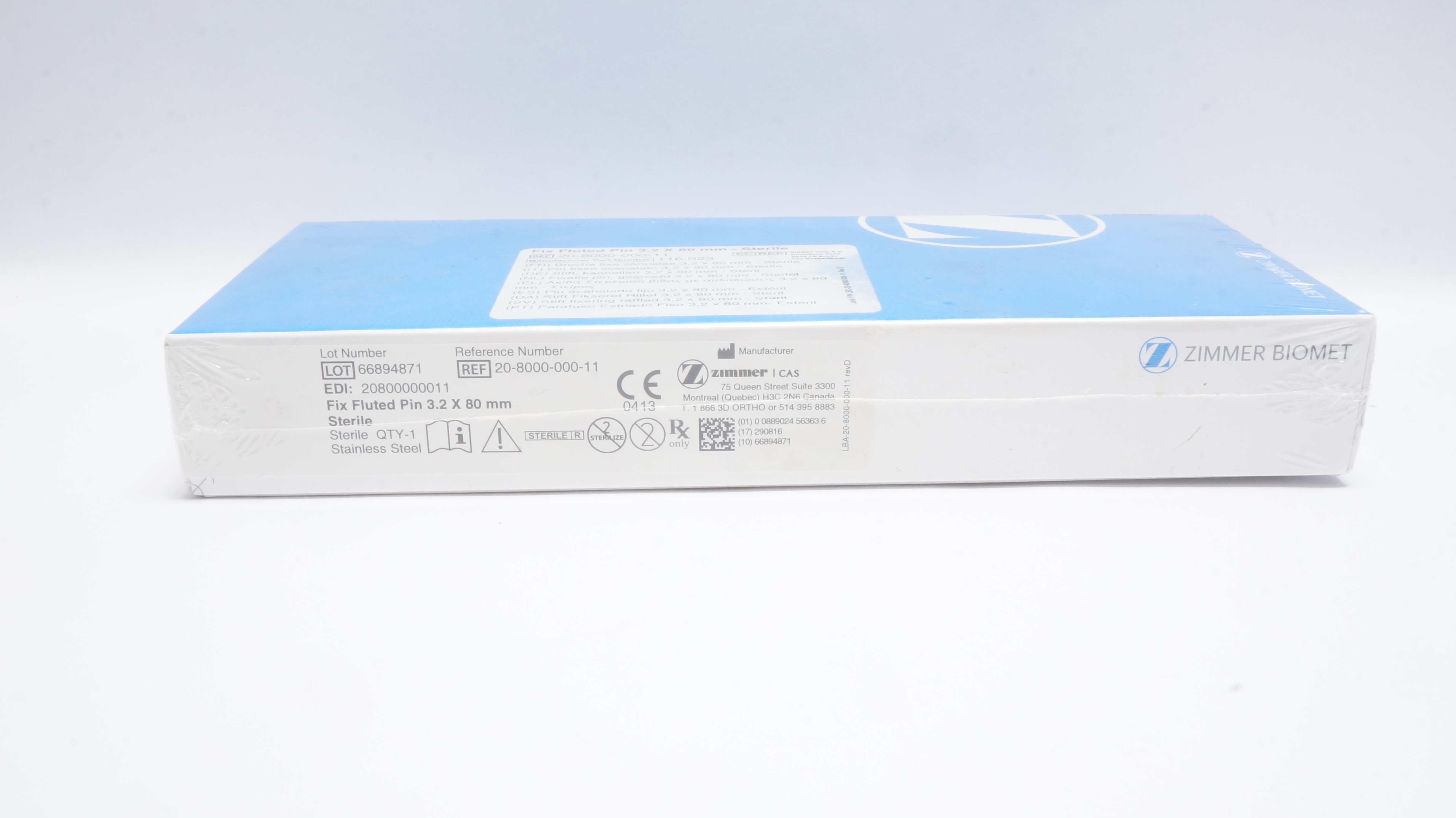 Zimmer 20-8000-000-11 Fix Fluted Pin, Sterile 3.2 x 80mm