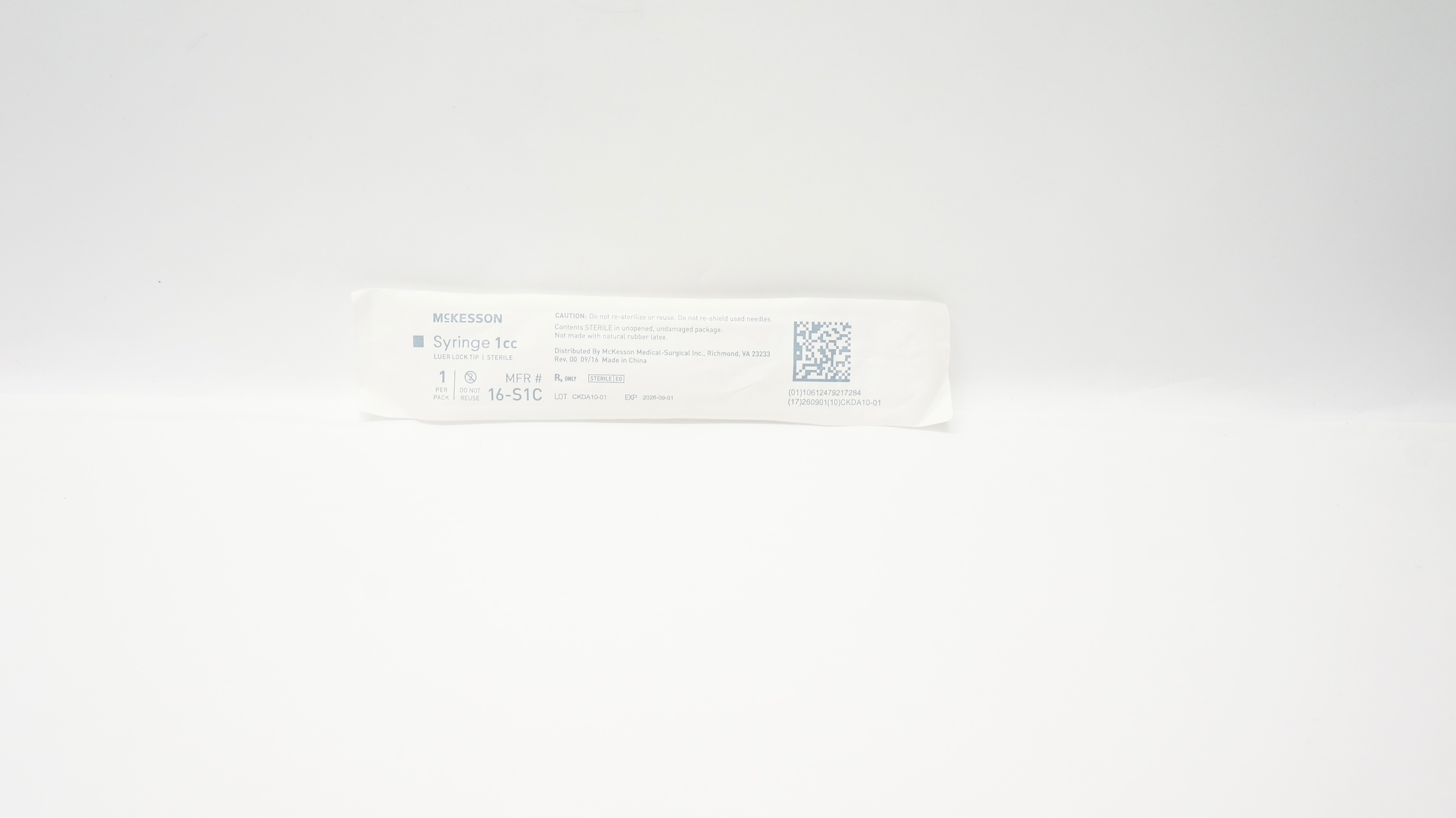 McKesson 16-S1C Syringes Luer lock Tip, 1cc
