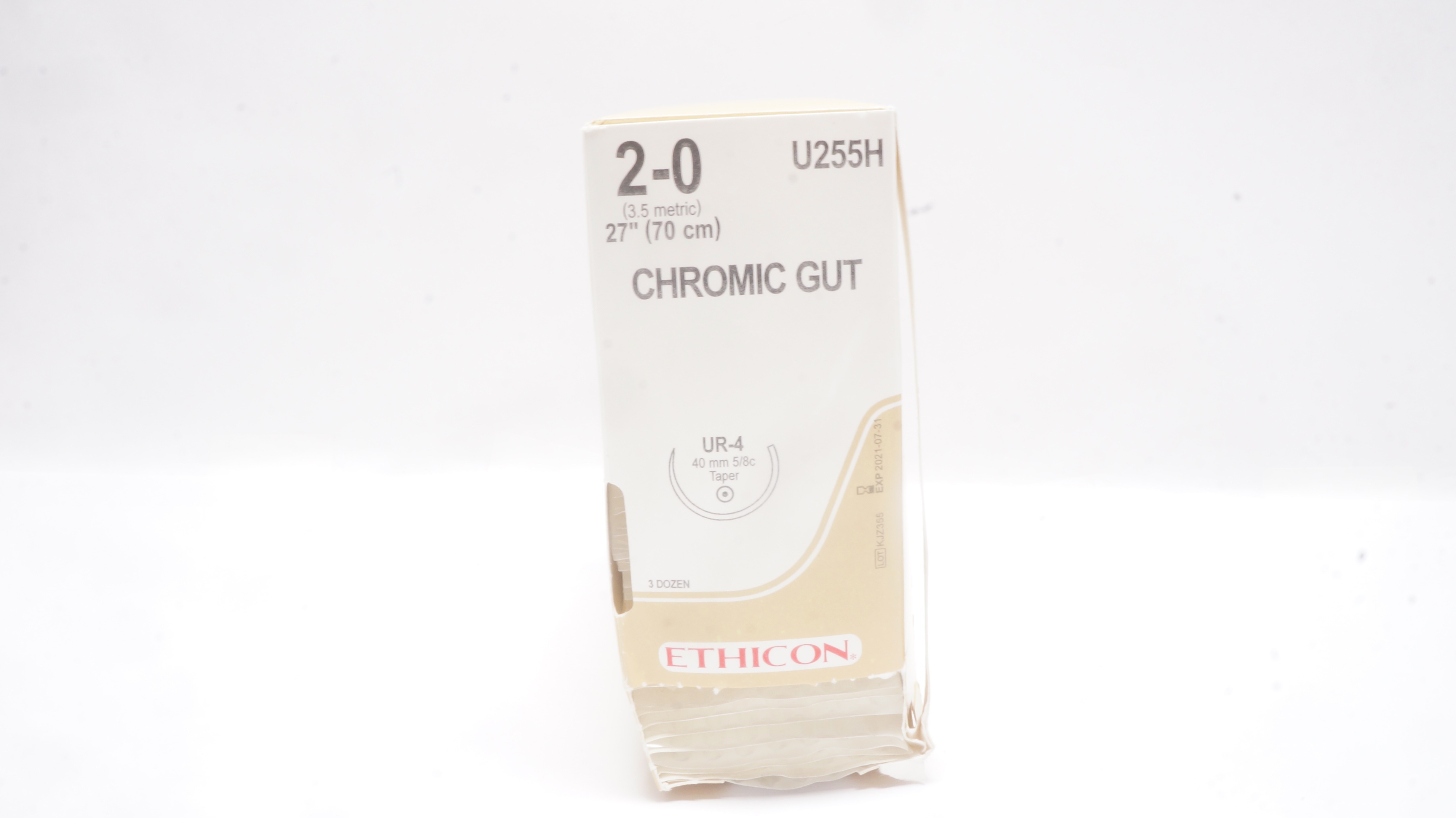 Ethicon U255H 2-0 Chromic Gut UR-4 40mm 5/8c Taper 27inch (x) - Box of 36
