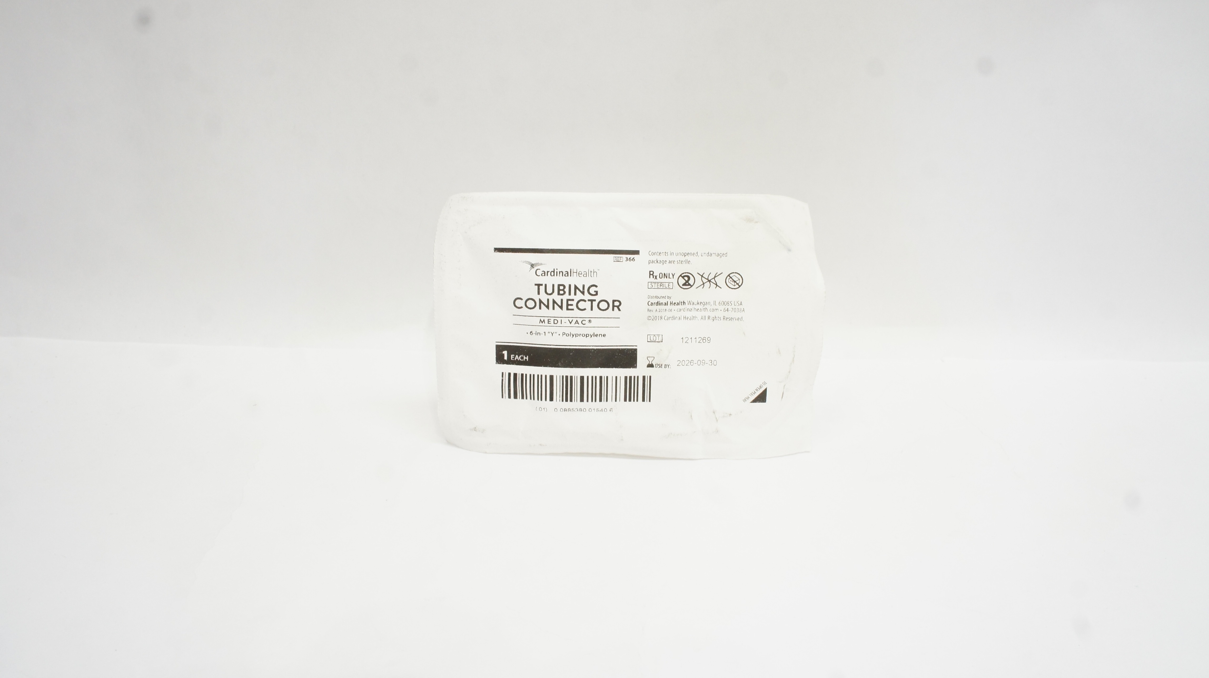 Cardinal Health 366 Medi-Vac Tubing Connector 6-in-1 "Y" Polypropylene