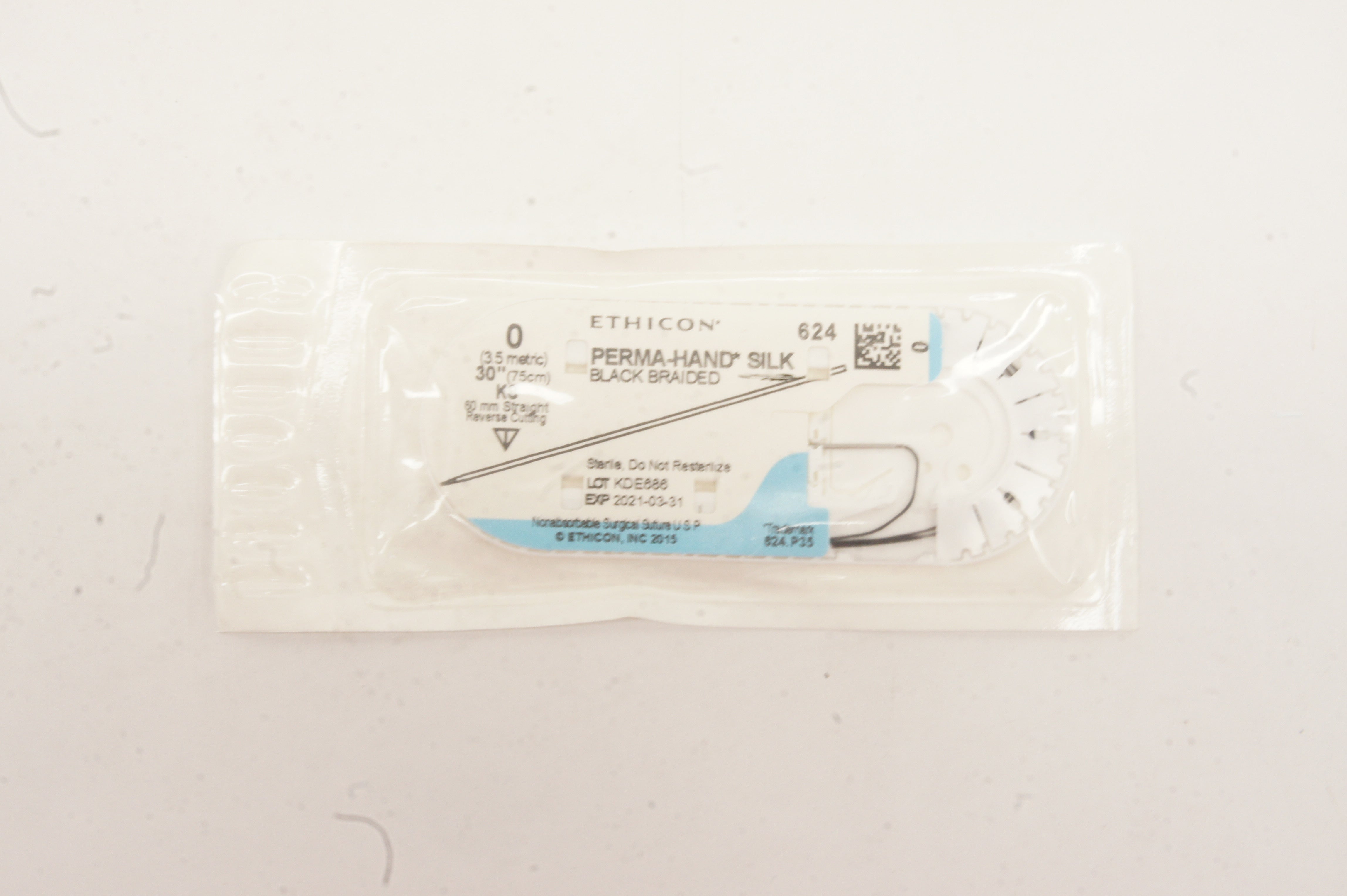Ethicon 624 0 PERMA-HAND SILK KS, 60mm Straight Reverse Cutting, 30in. (x)