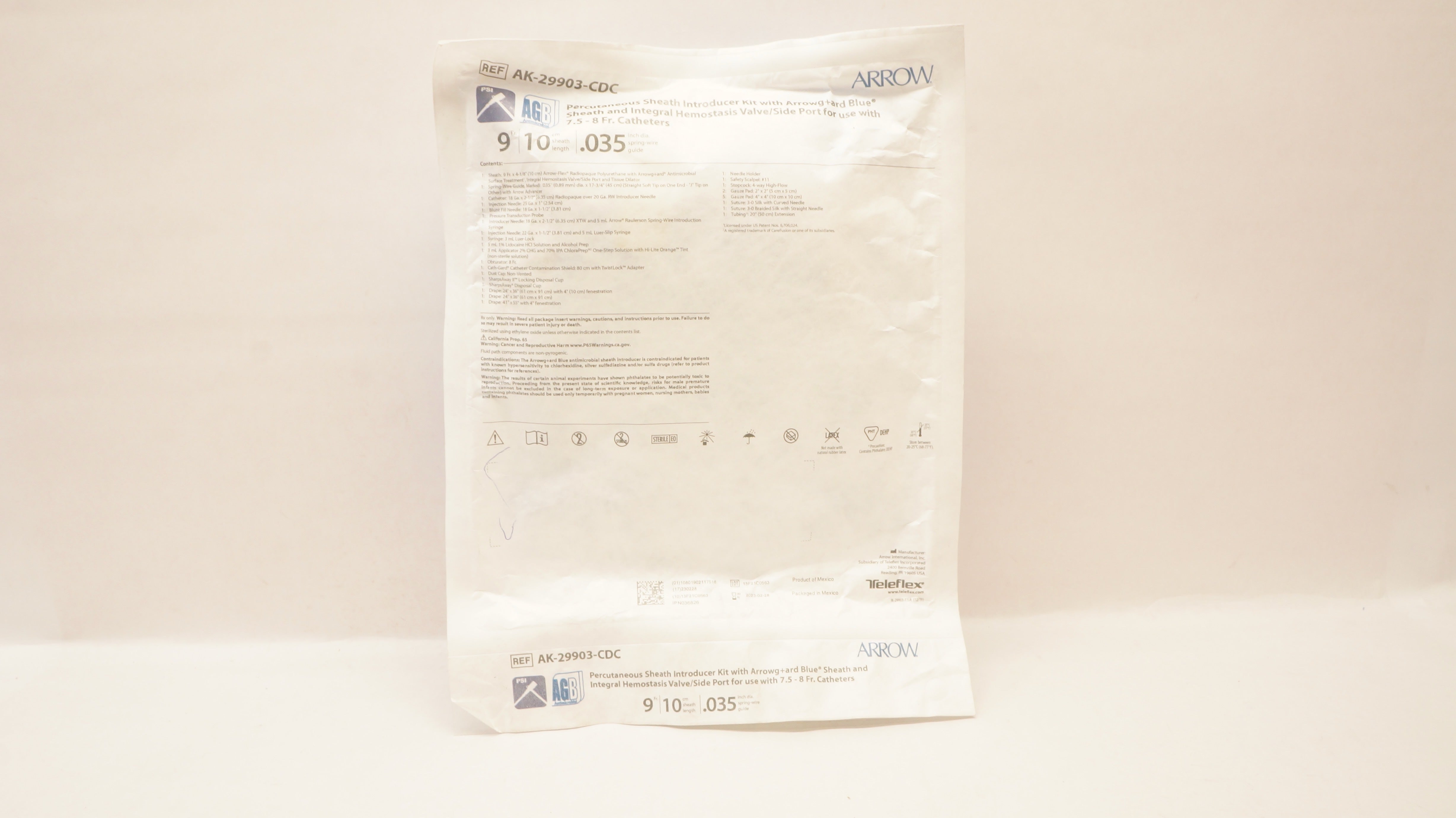 Arrow AK-29903-CDC Percutaneous Sheath Introducer Kit 9Fr x 10cm x .035 inch (x)