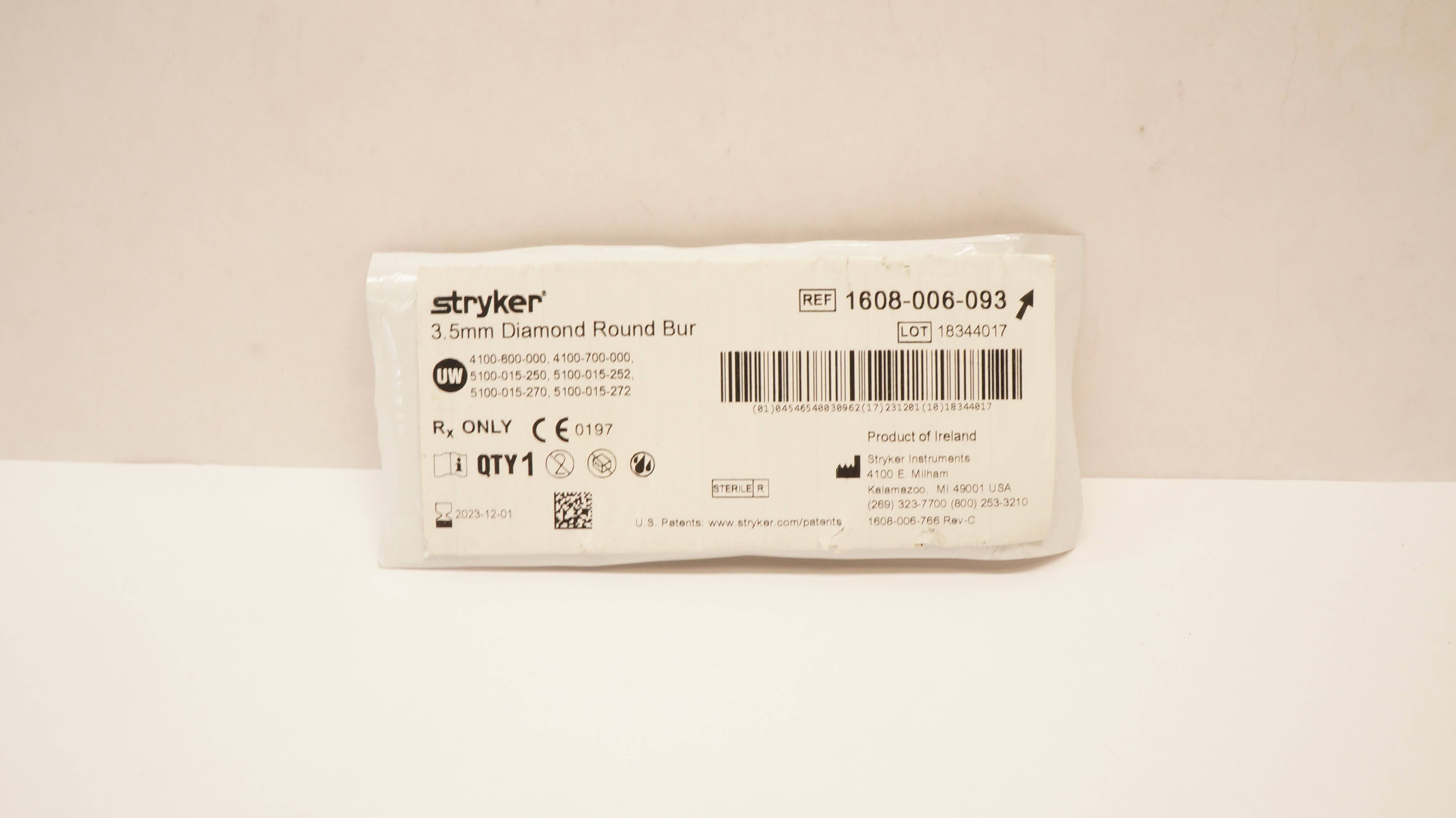 Stryker 1608-006-093 Round Diamond Bur 3.5mm (x)