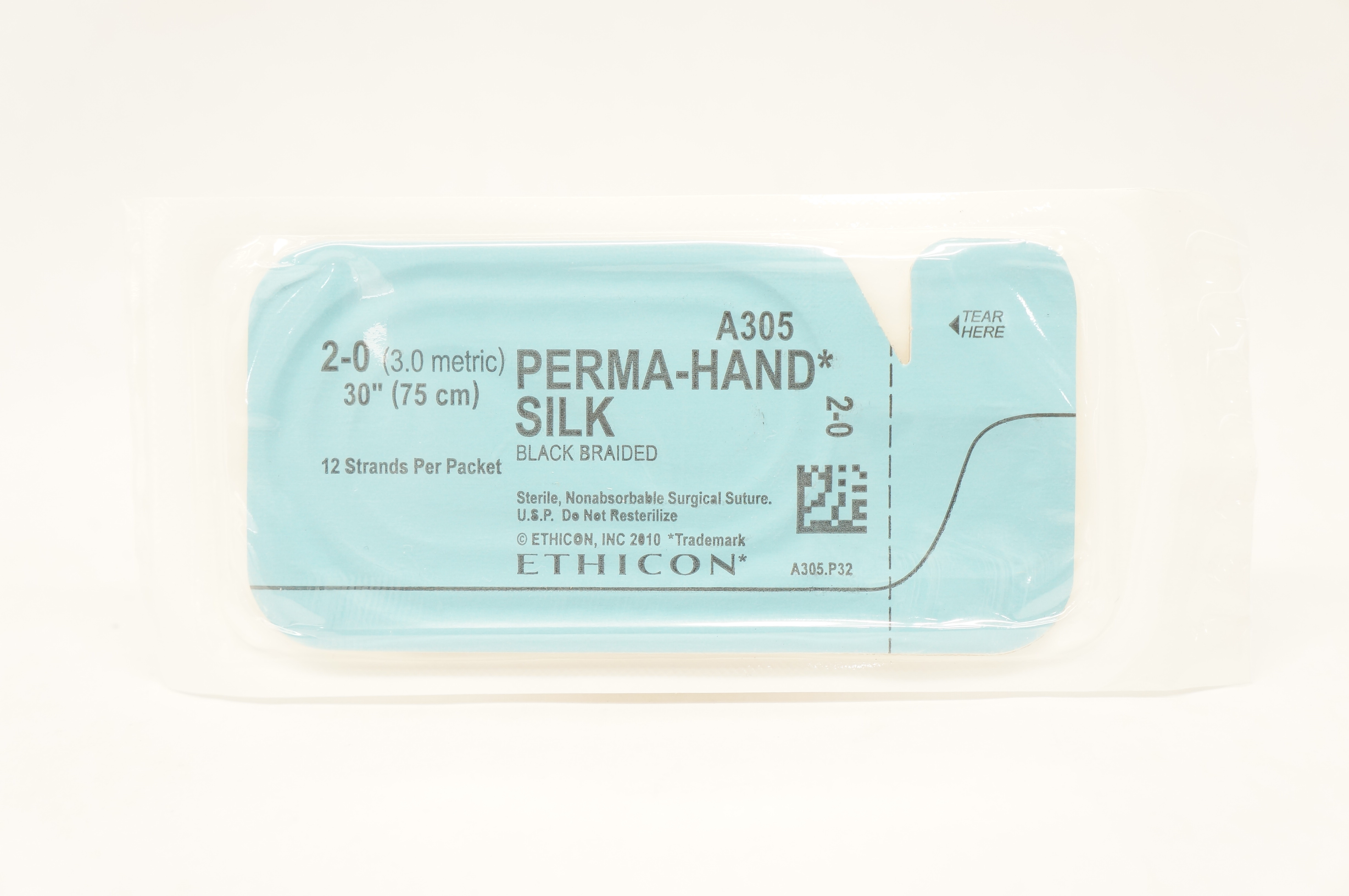 Ethicon A305 2-0 Perma-Hand Silk Black Braided Stre 30inch