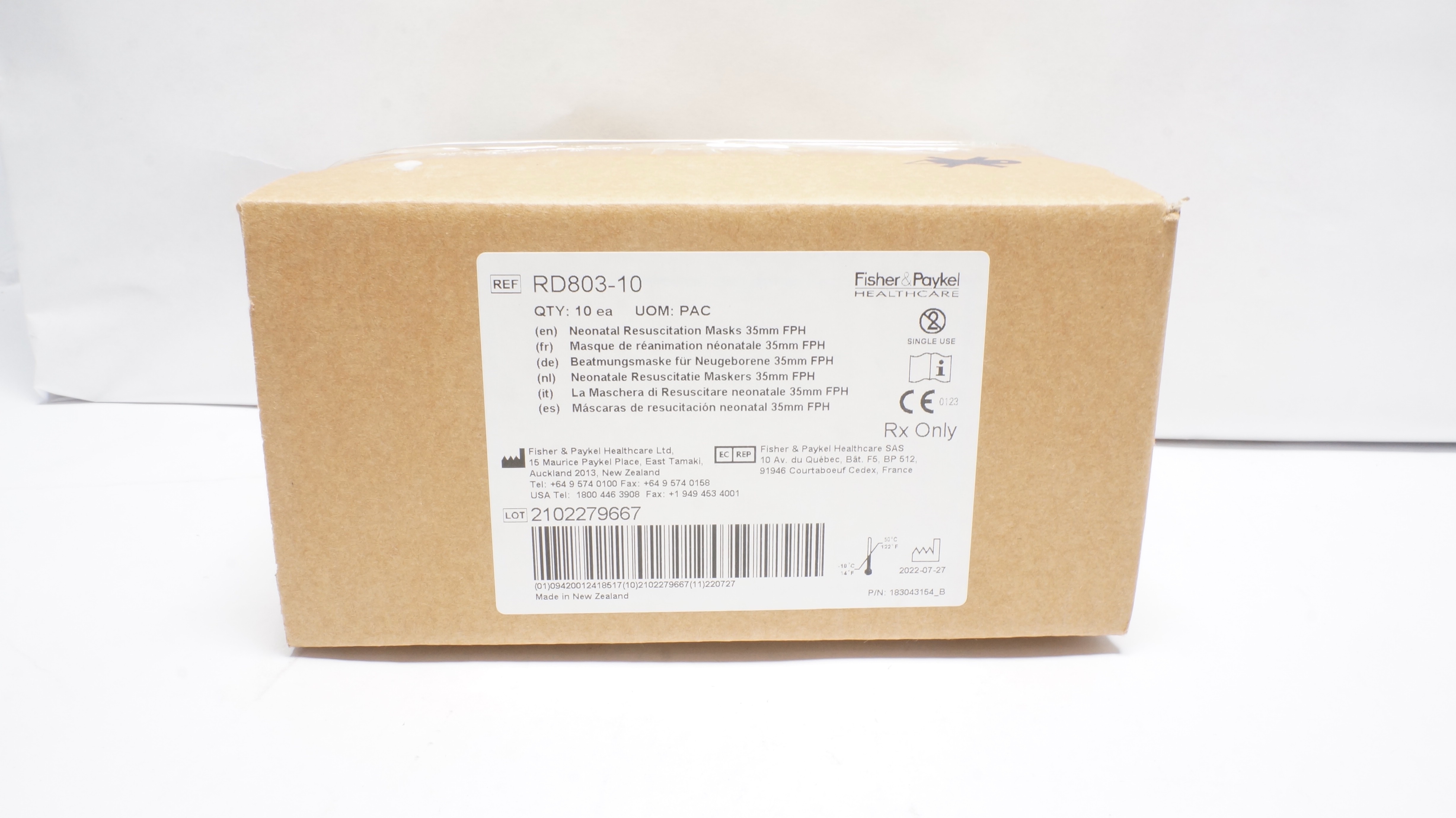 Fisher&Paykel RD803-10 Neonatal Resuscitation Masks 35mm FPH - Box of 10