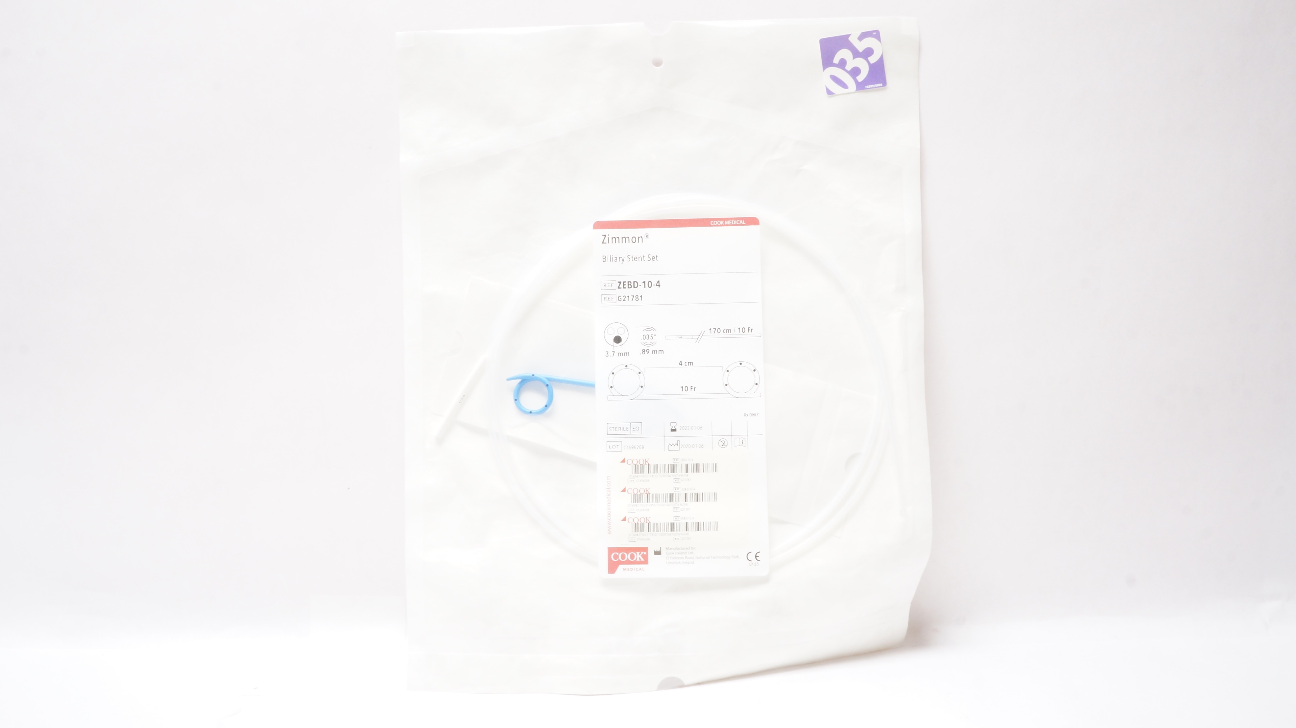 Cook Medical G21781 Zimmon Biliary Stent Set 10Fr 4cm (x)