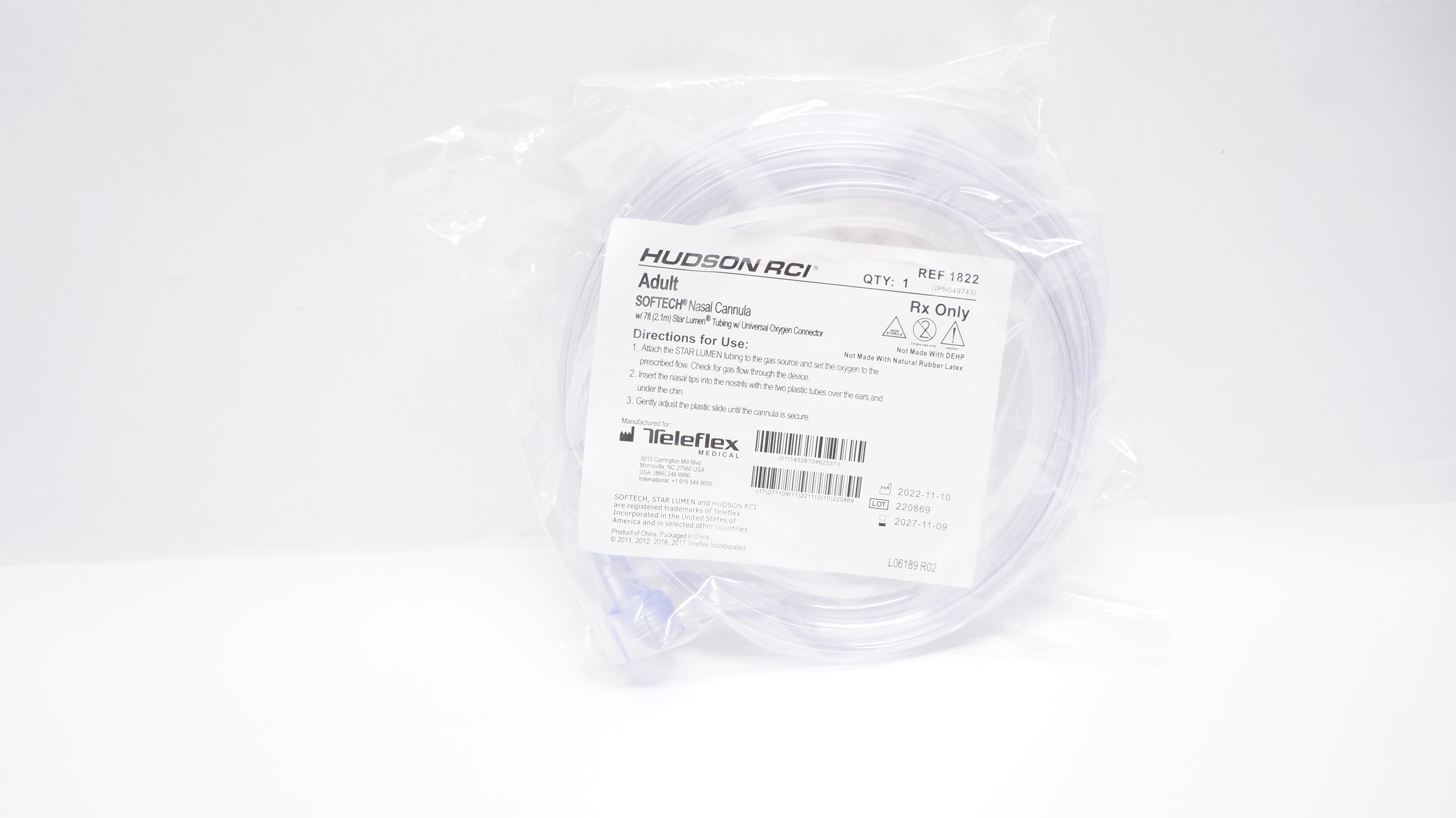 Teleflex 1822 Hudson RCI Adult Softech Nasal Cannula