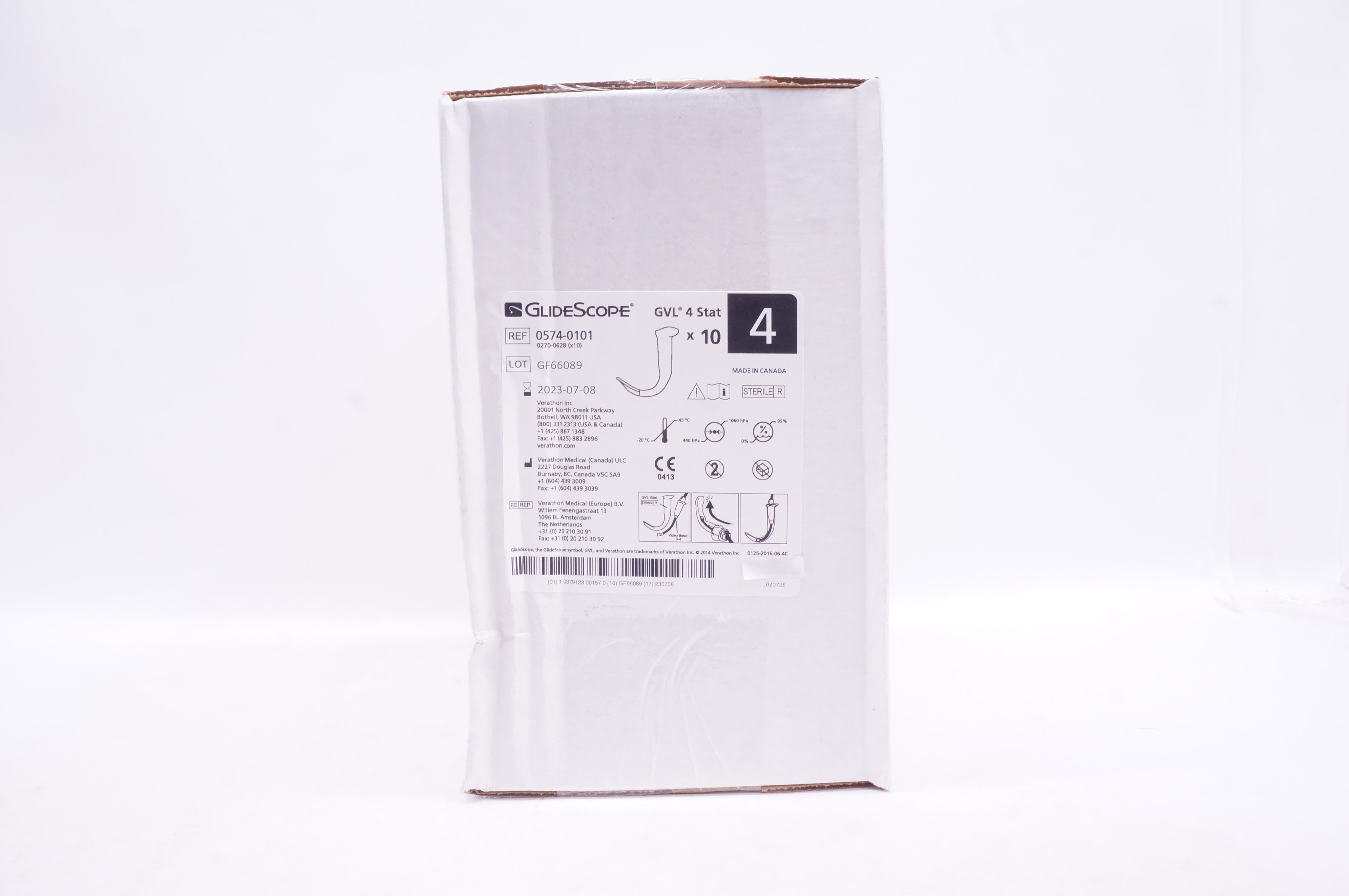 Verathon Medical 0574-0101 GlideScope GVL 4 Stat - Box of 10