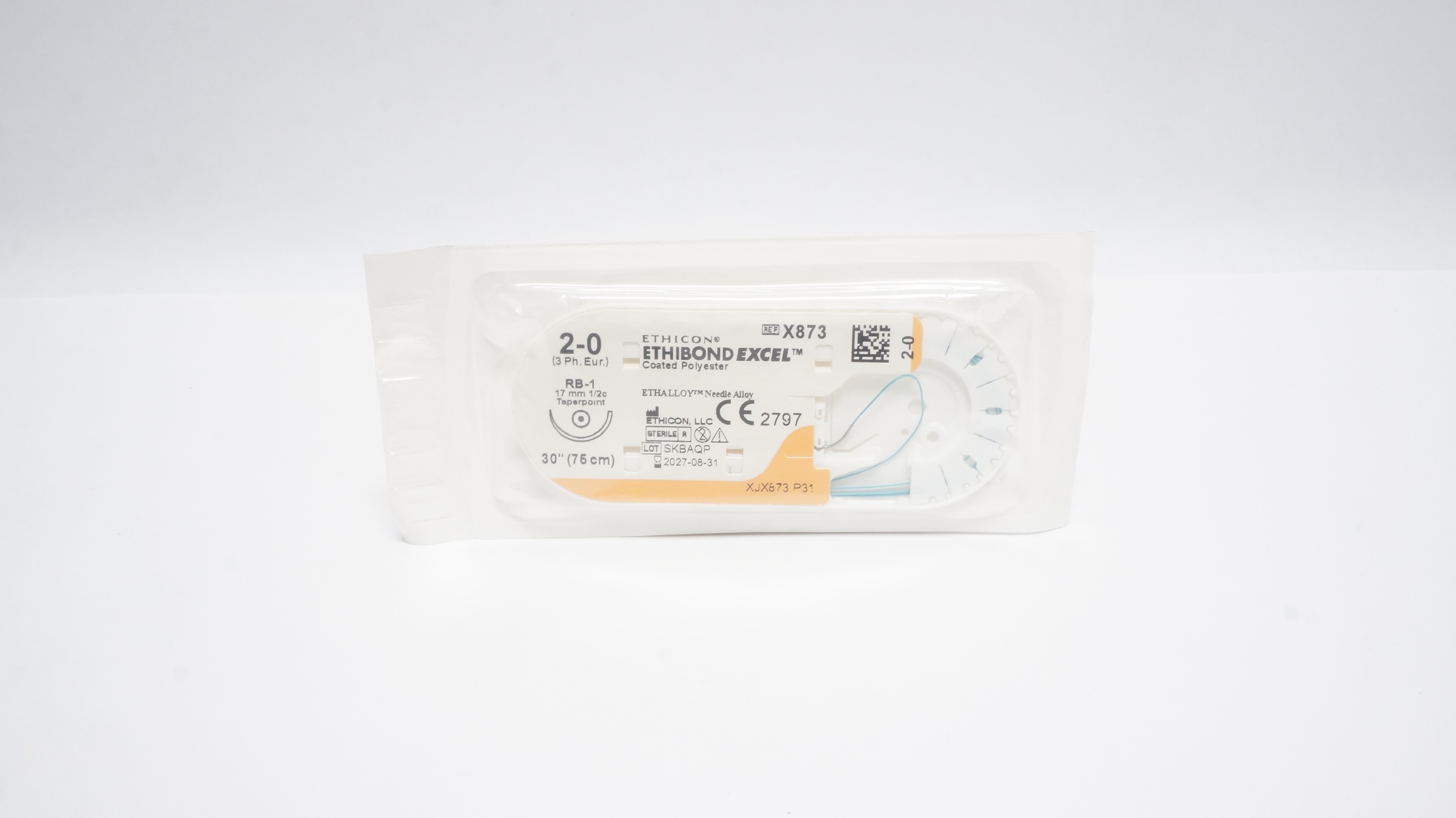 Ethicon X873 2-0 Ethibond Excel Stre RB-1 17mm 1/2c Taperpoint 30inch