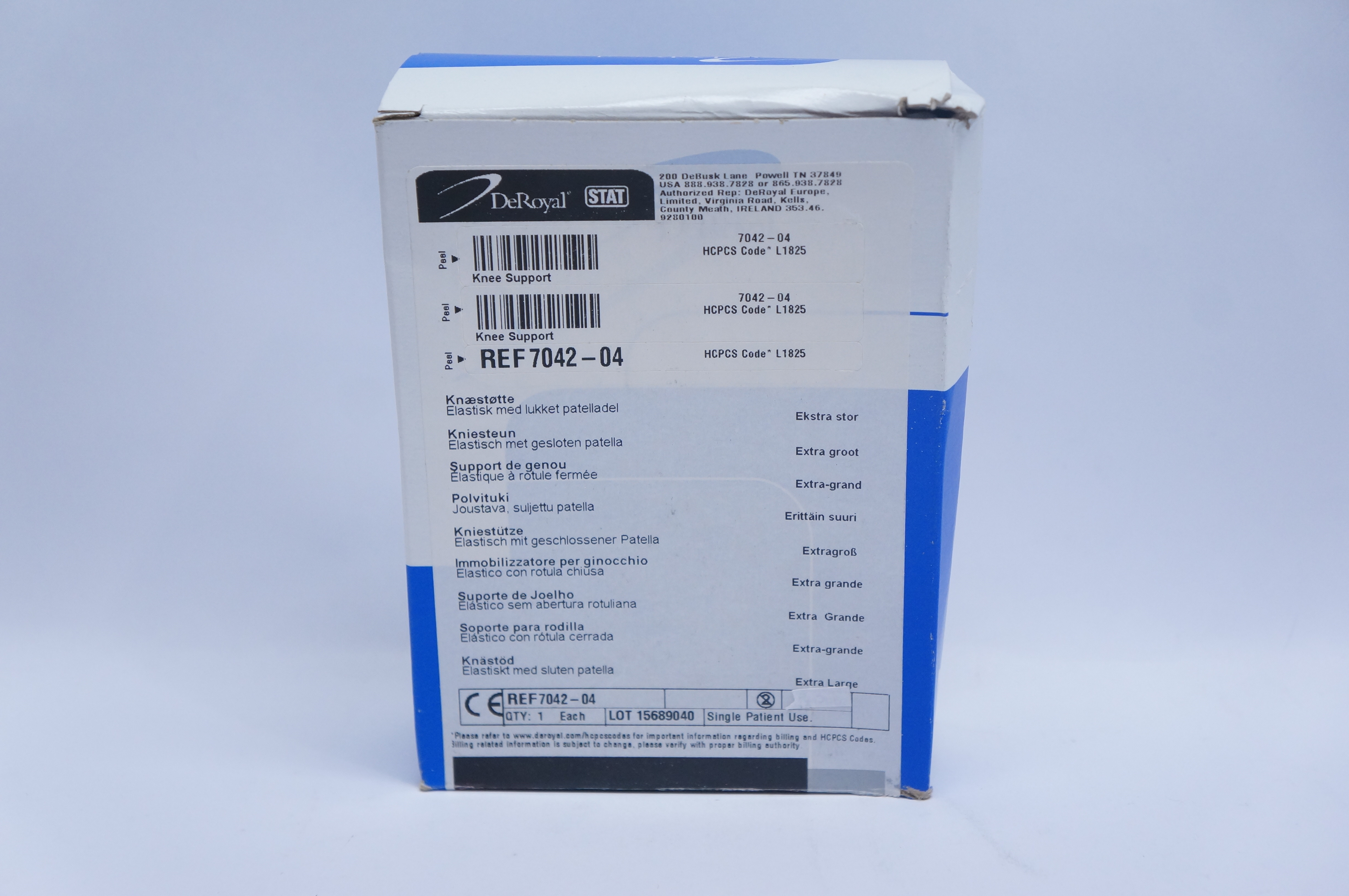 DeRoyal 7042-04 Knee Support Elastic with Closed Patella 21in. x 24in. Extra Large