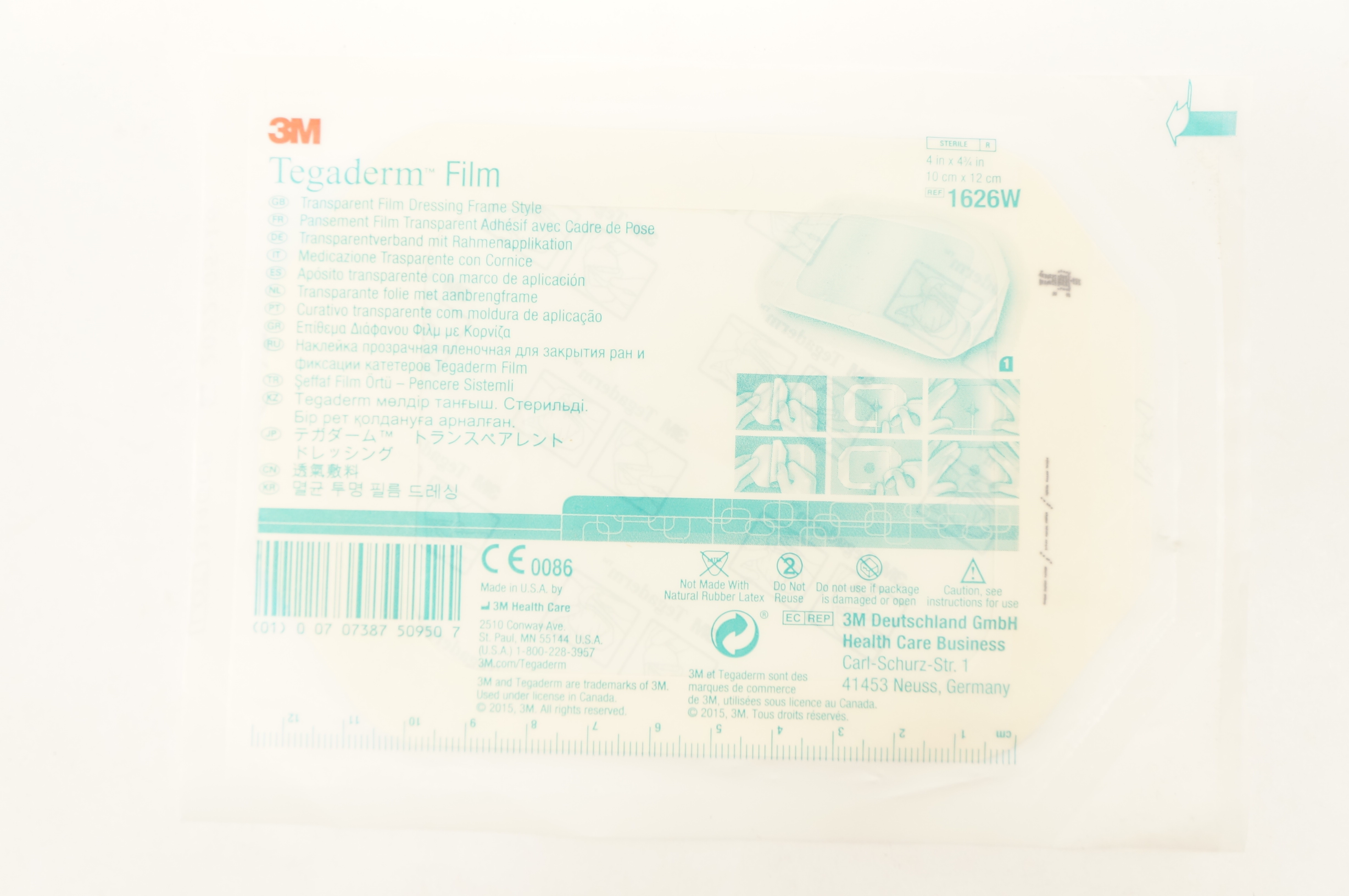 3M 1626W Tegaderm Transparent Film Dressing Frame Style 4inch x 4-3/4inch