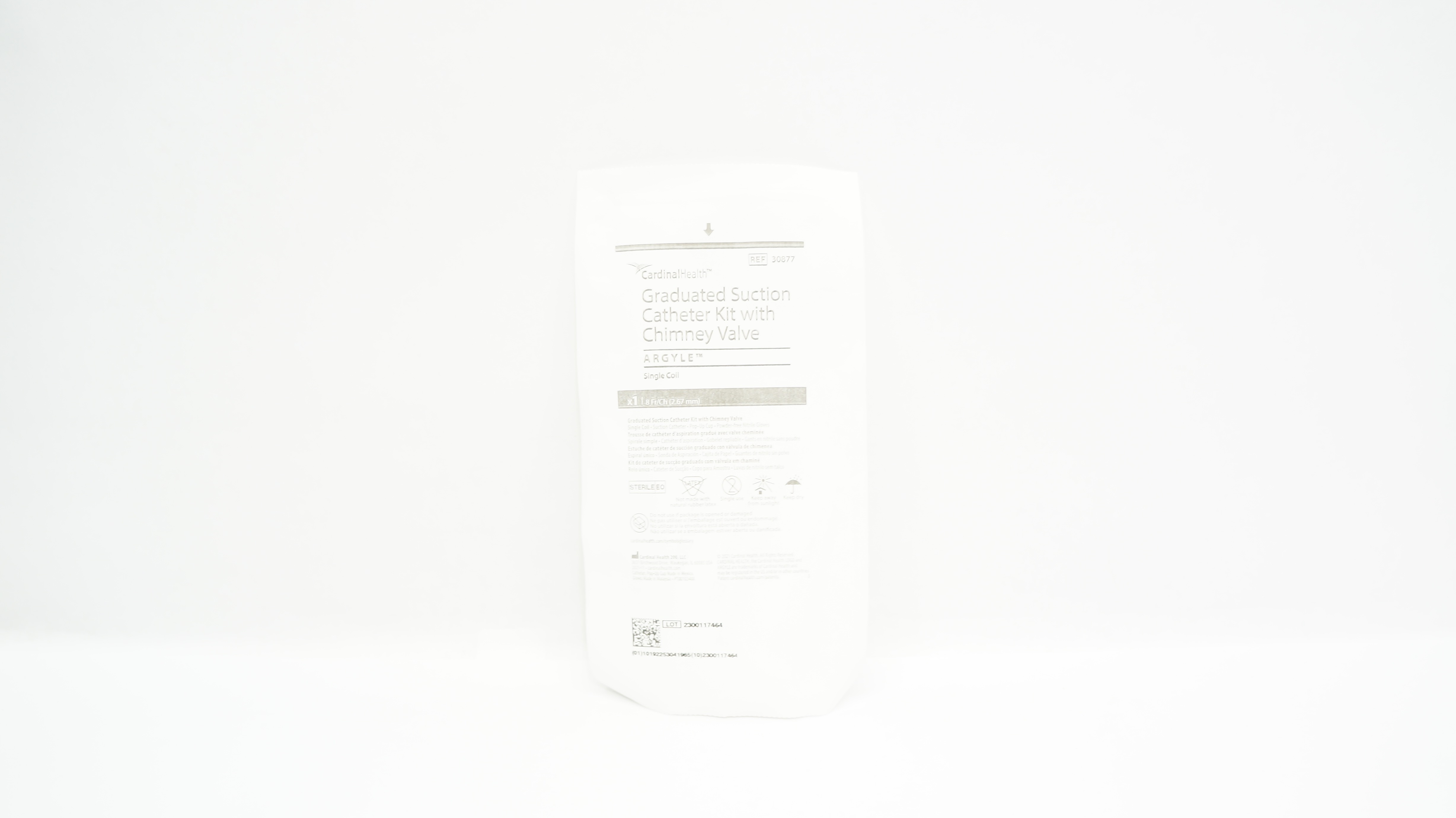 Cardinal Health 30877 Argyle Graduated Suction Cath. Kit w/Chimney Valve 8Fr/Ch