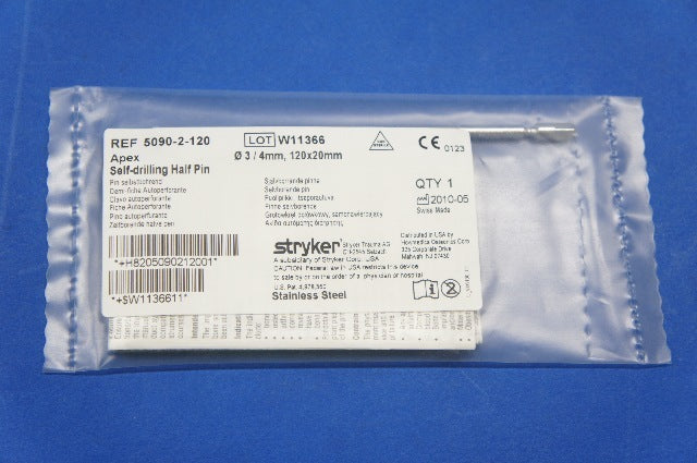 Stryker 5090-2-120 Apex Self-Drilling Half Pin 3 / 4mm Diam, 120 x 20mm
