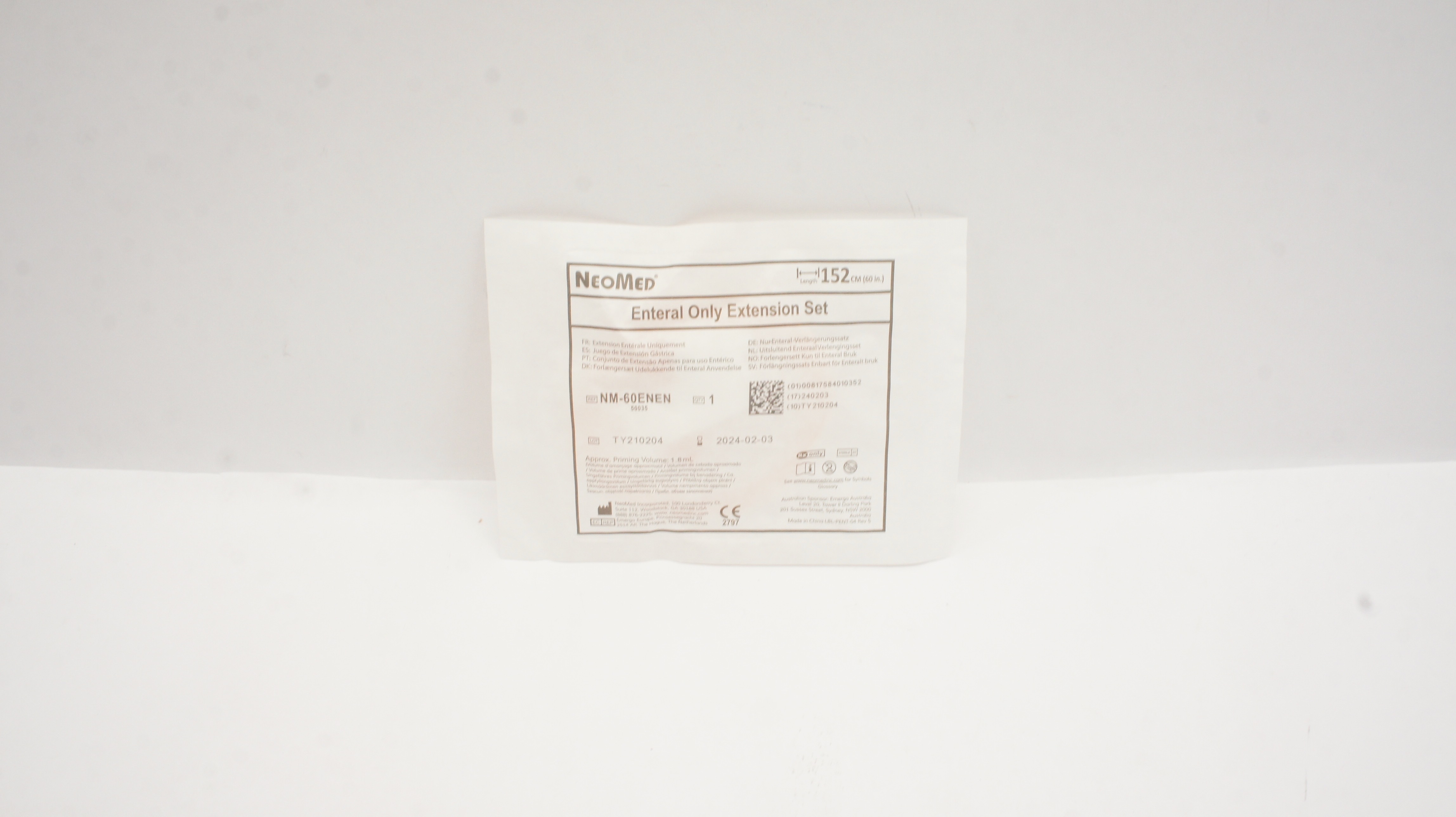 NeoMed NM-60ENEN Enteral Only Extension Set 60inch, Approx. Volume 1.8mL