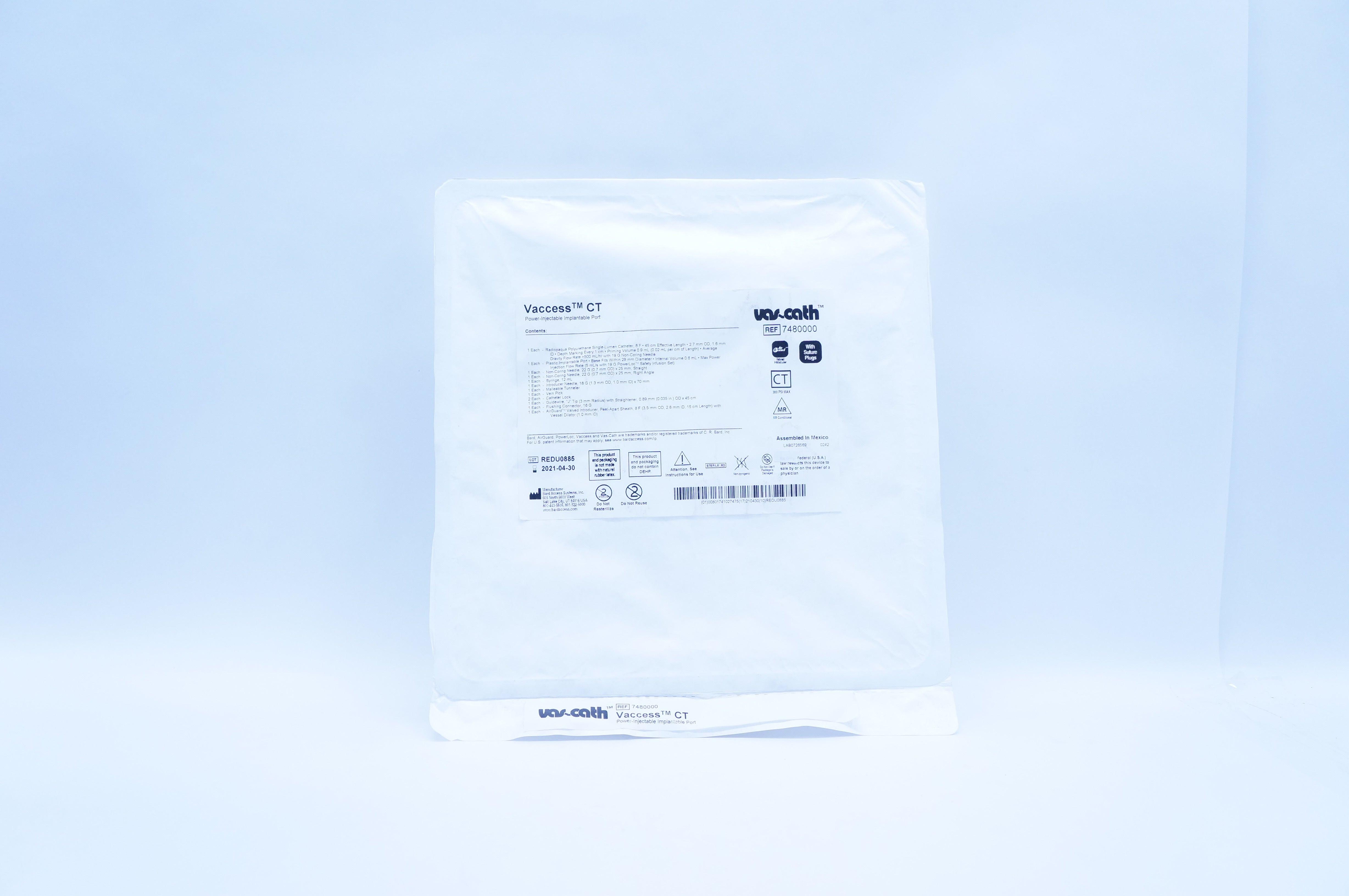 Bard 7480000 VAS-Cath Vaccess CT Power-Injectable Impantable Port
