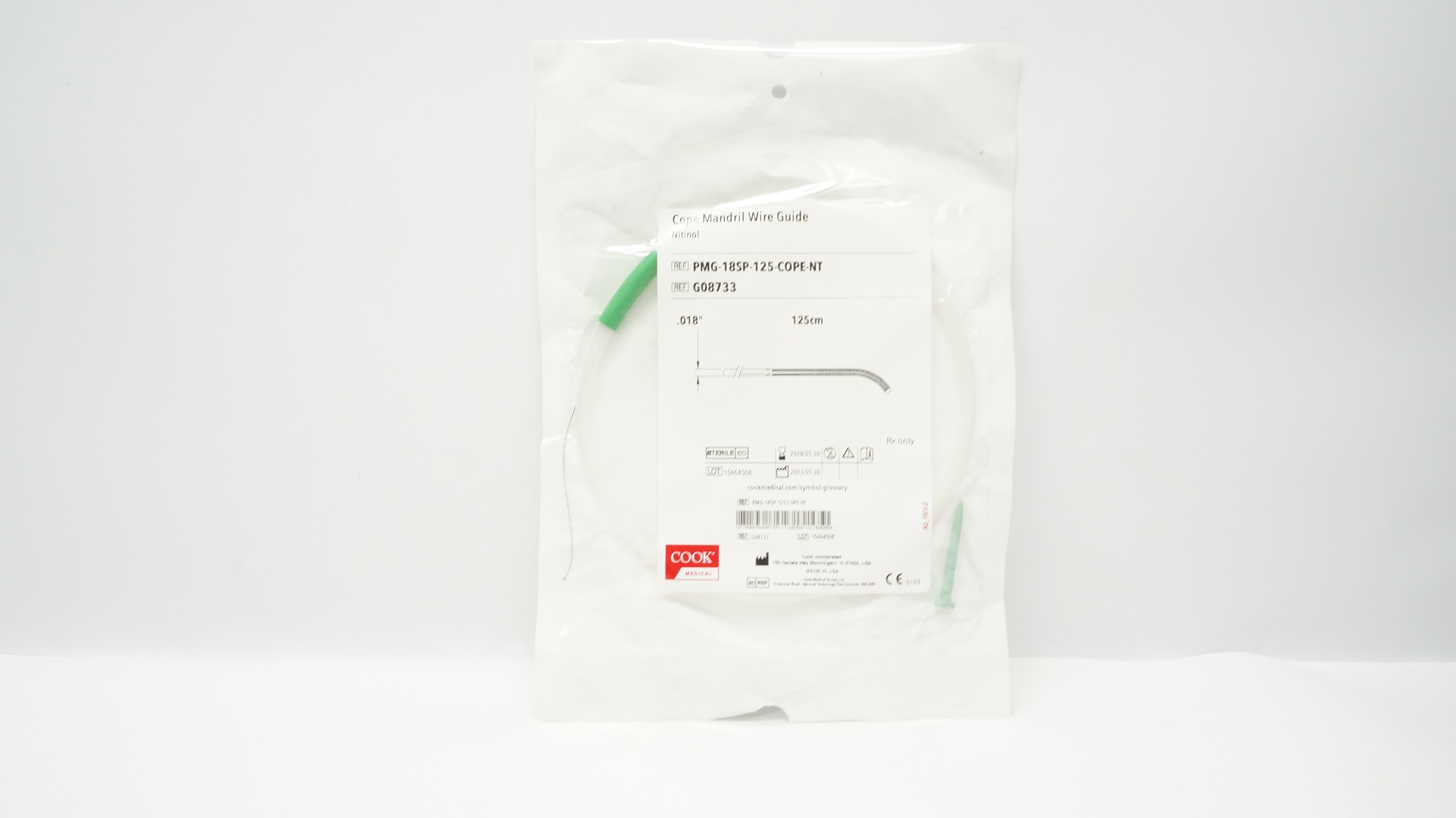 Cook Medical G08733 Cope Mandril Wire Guide Nitinol 0.018inch x 125cm