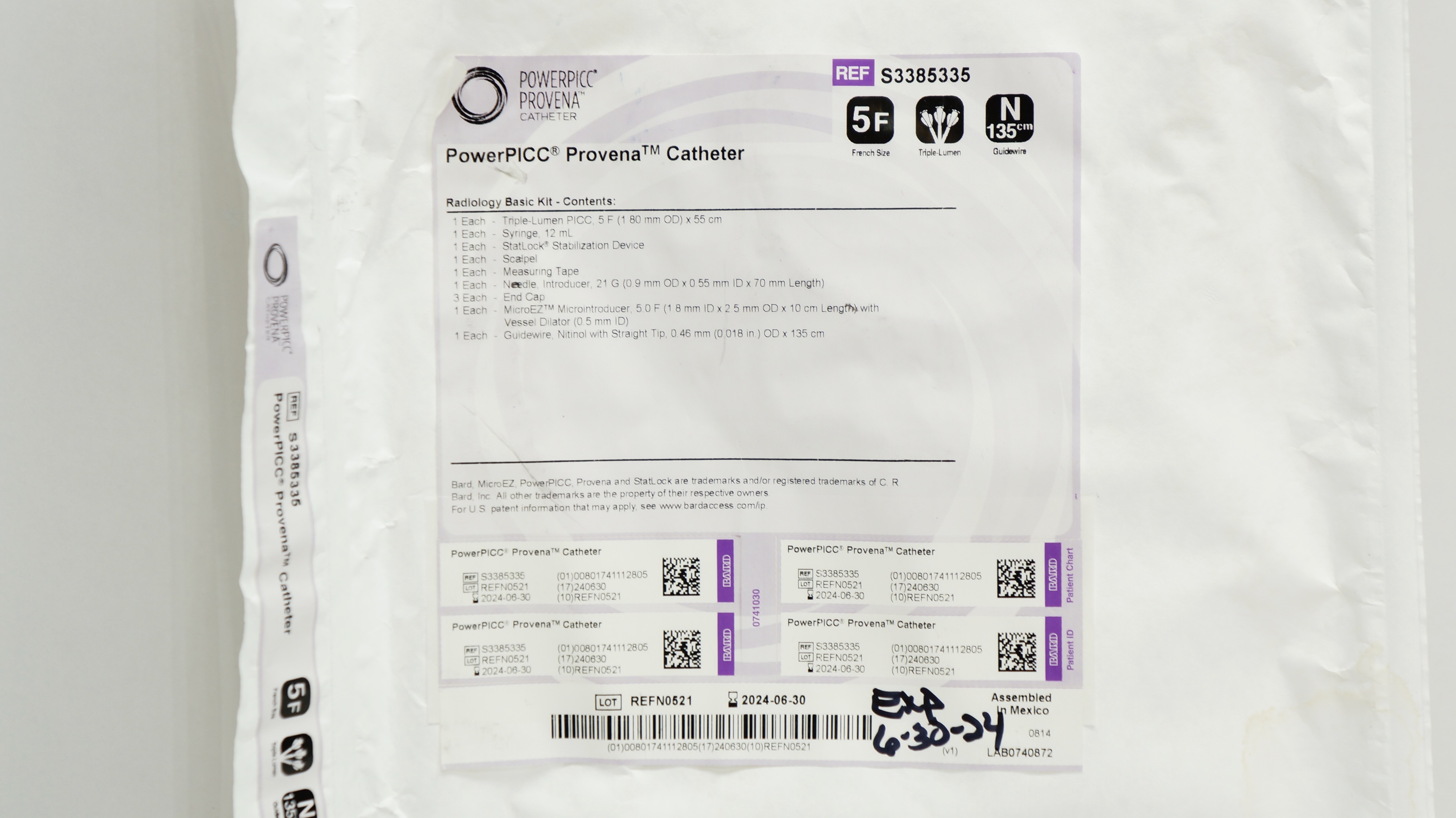Bard S3385335 PowerPIC Provena Cath. Triple Lumen 5F x 135cm