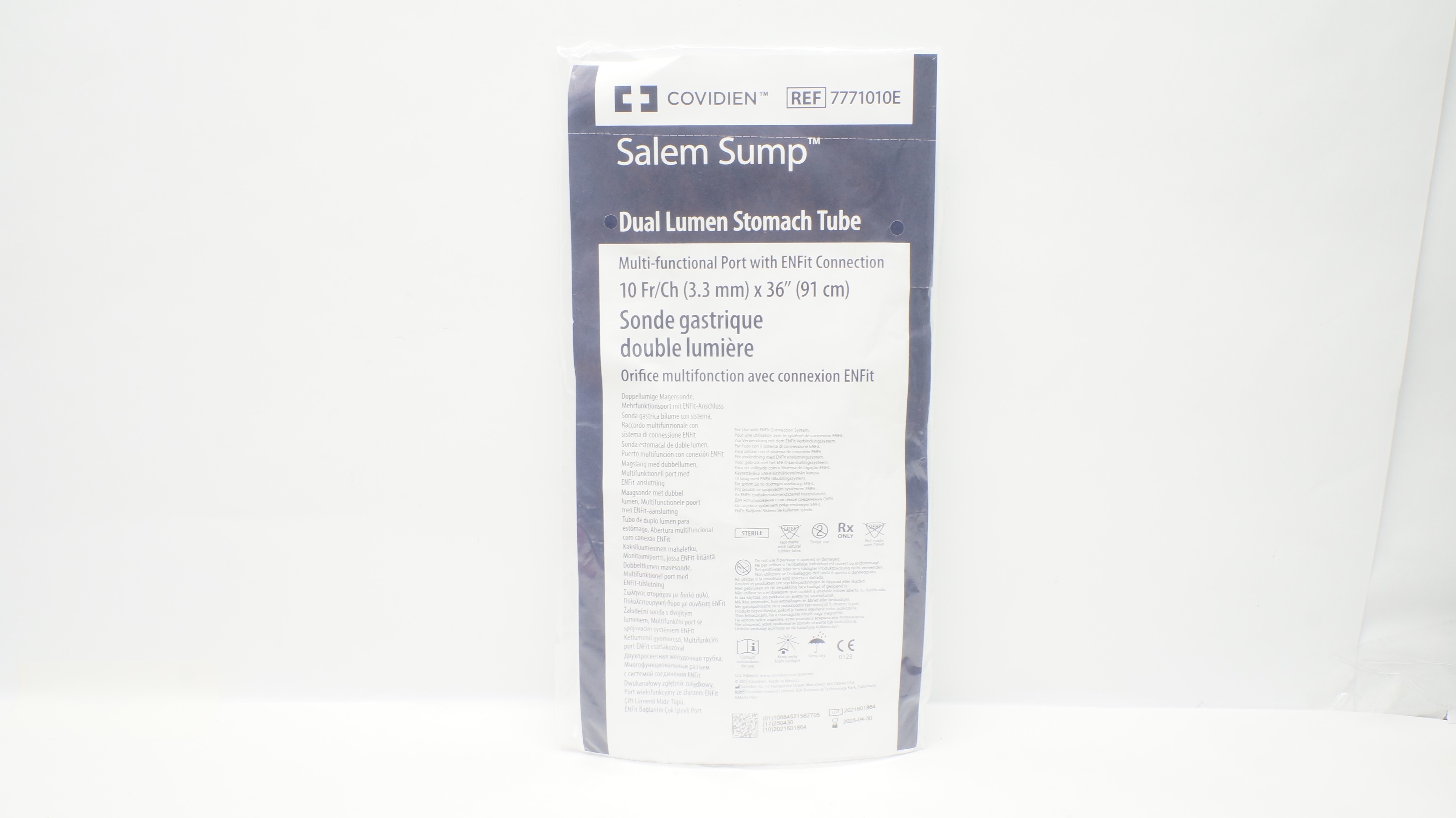 Covidien 7771010E Salem Sump Dual Lumen Stomach Tube 10Fr/Ch x 36inch