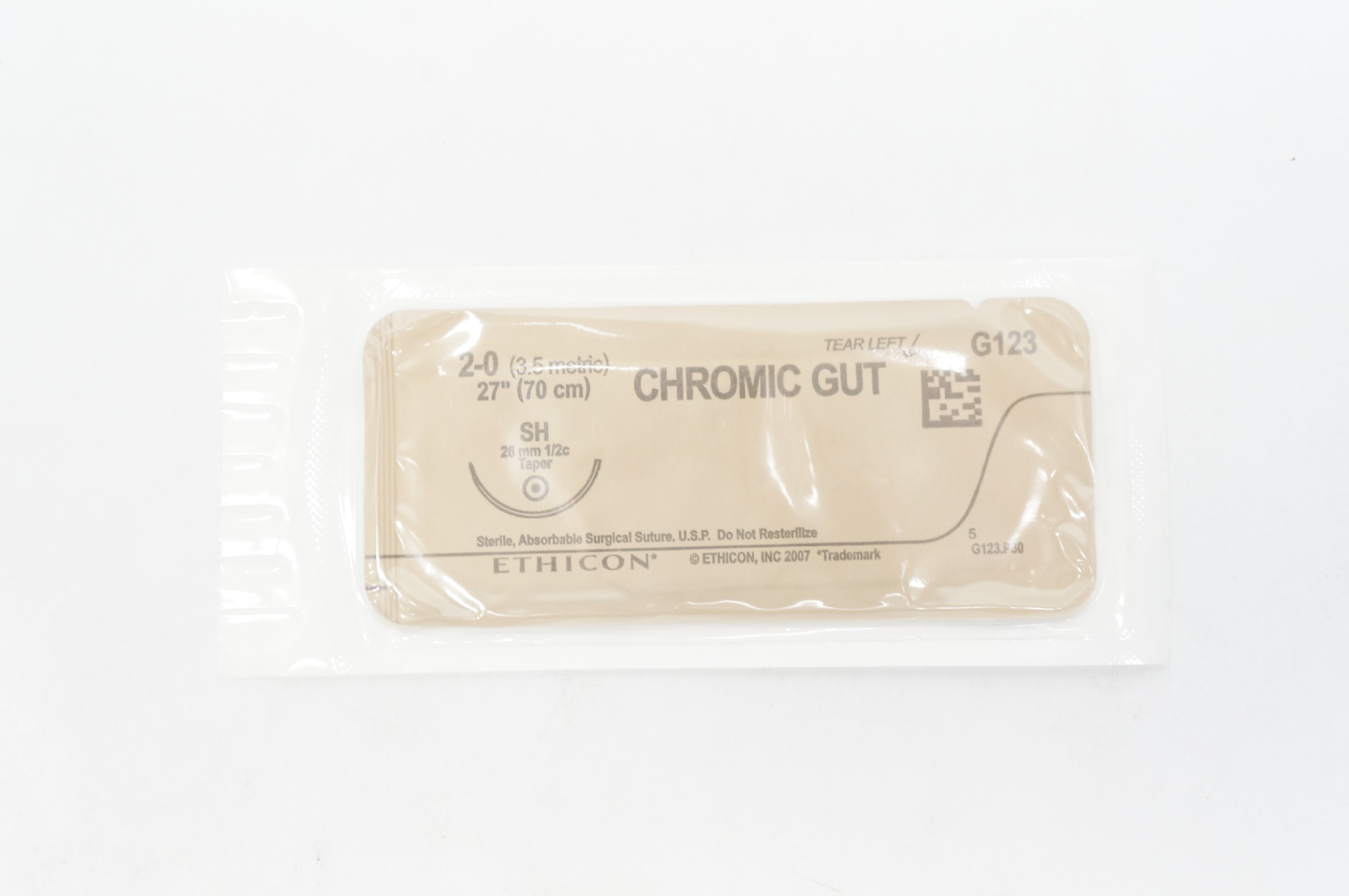 Ethicon G123 2-0 Chromic Gut SH 26mm 1/2c Taper 27inch (x)