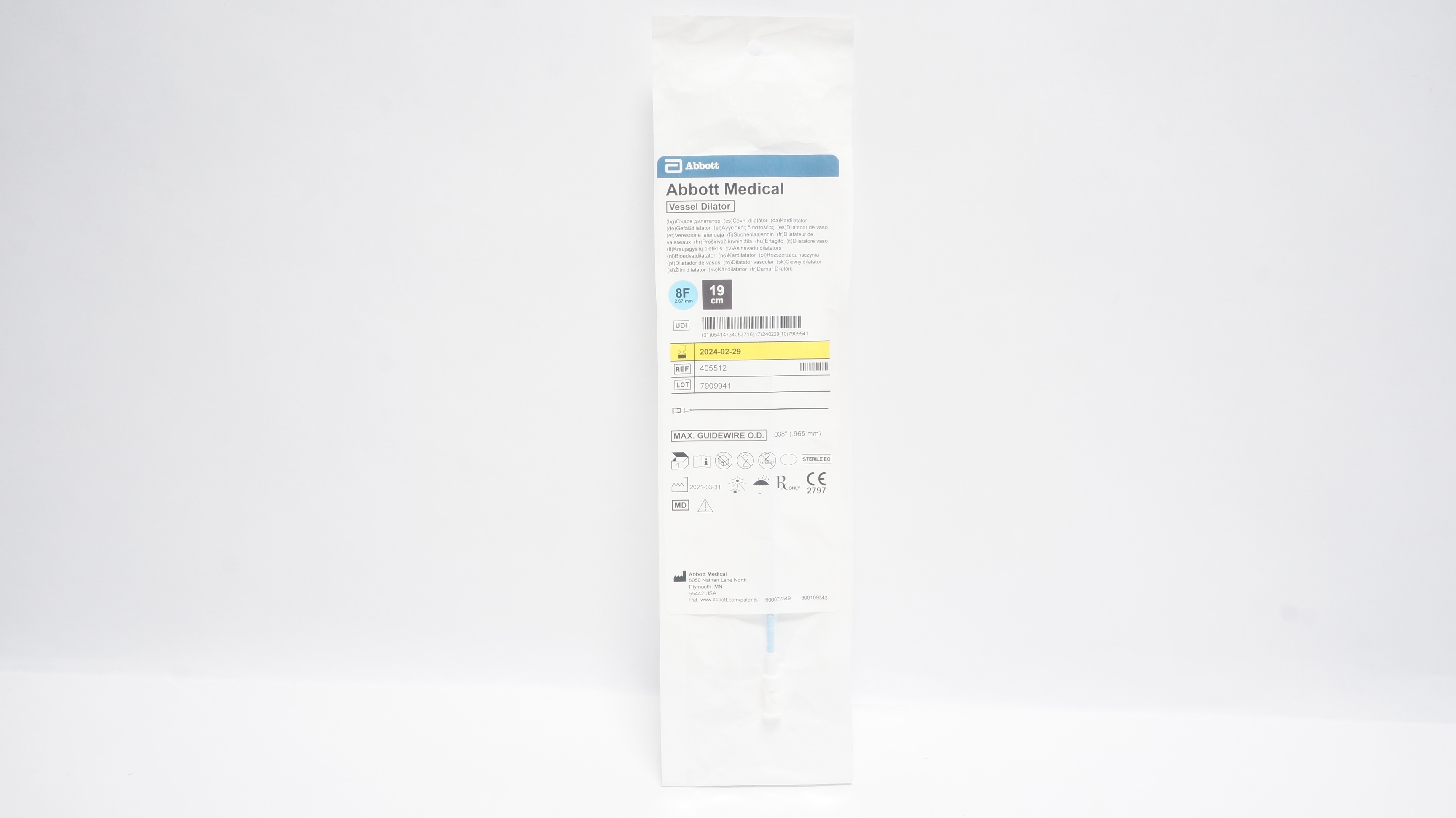 Abbott Medical 405512 Vessel Dilator 8F x 19cm (x)