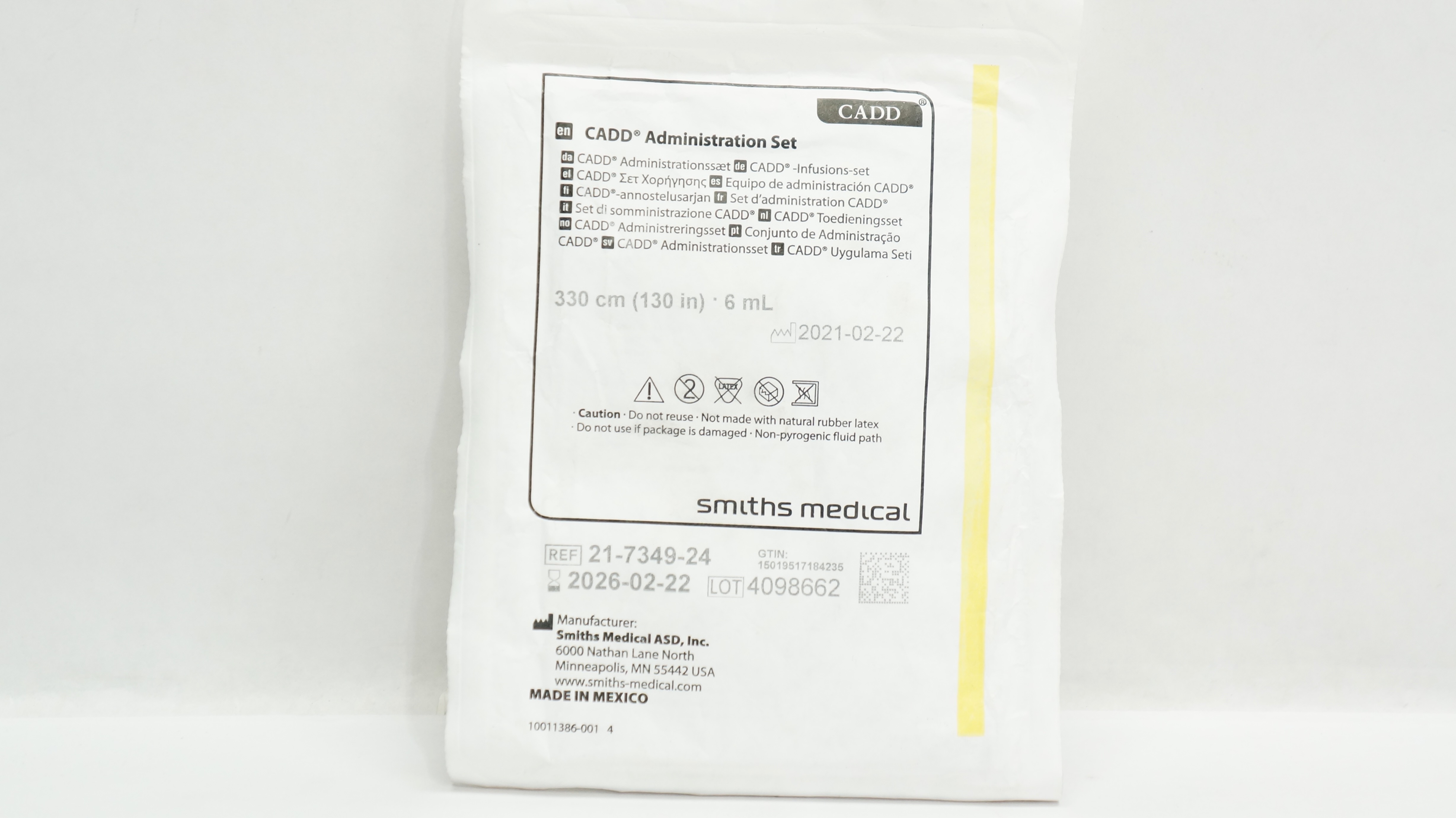 Smiths Medical 21-7349-24 CADD Administration Set 130inch x 6mL
