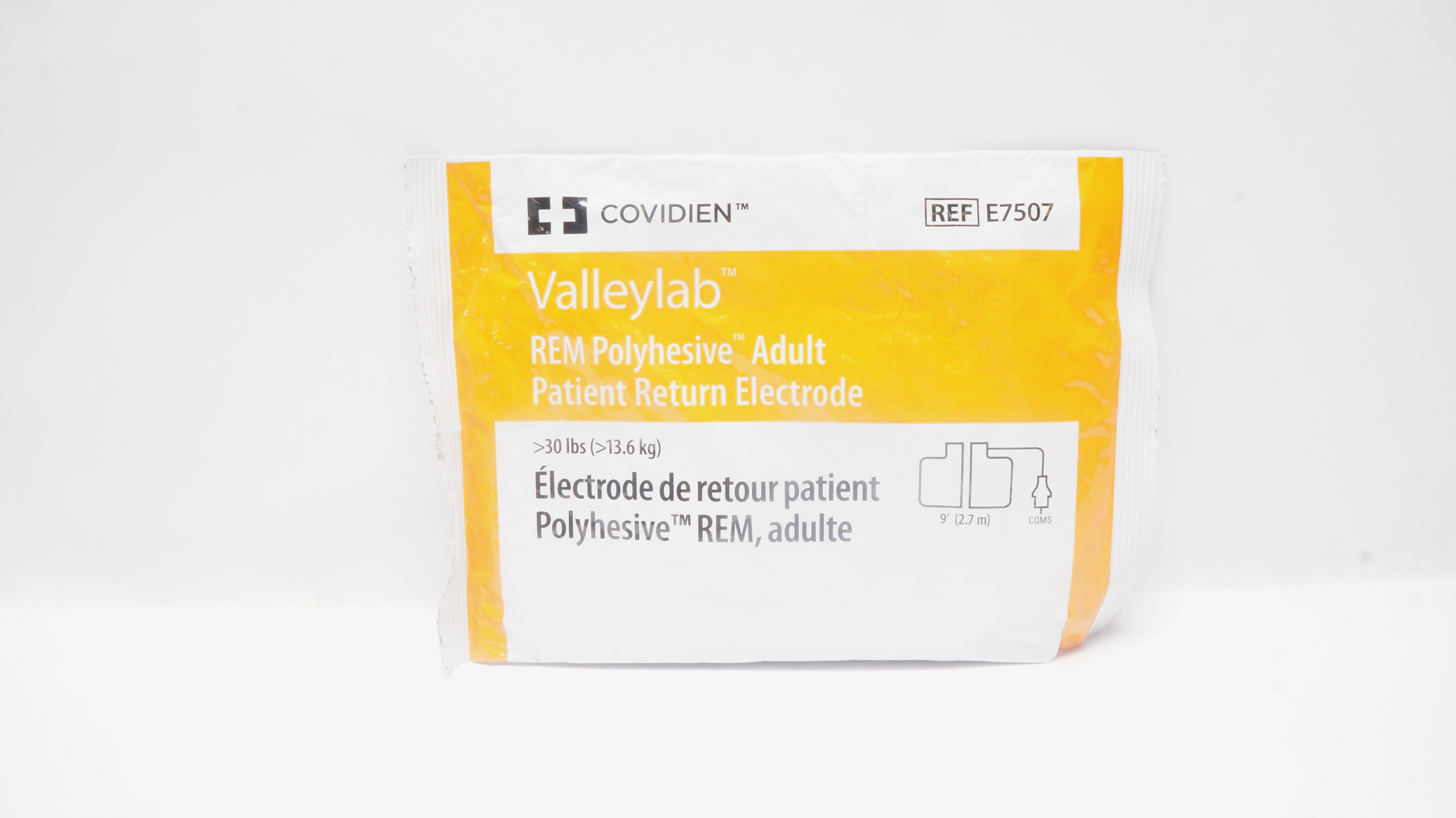 Covidien E7507 Valleylab REM Polyhesive Adult Patient Return Electrode >30lbs