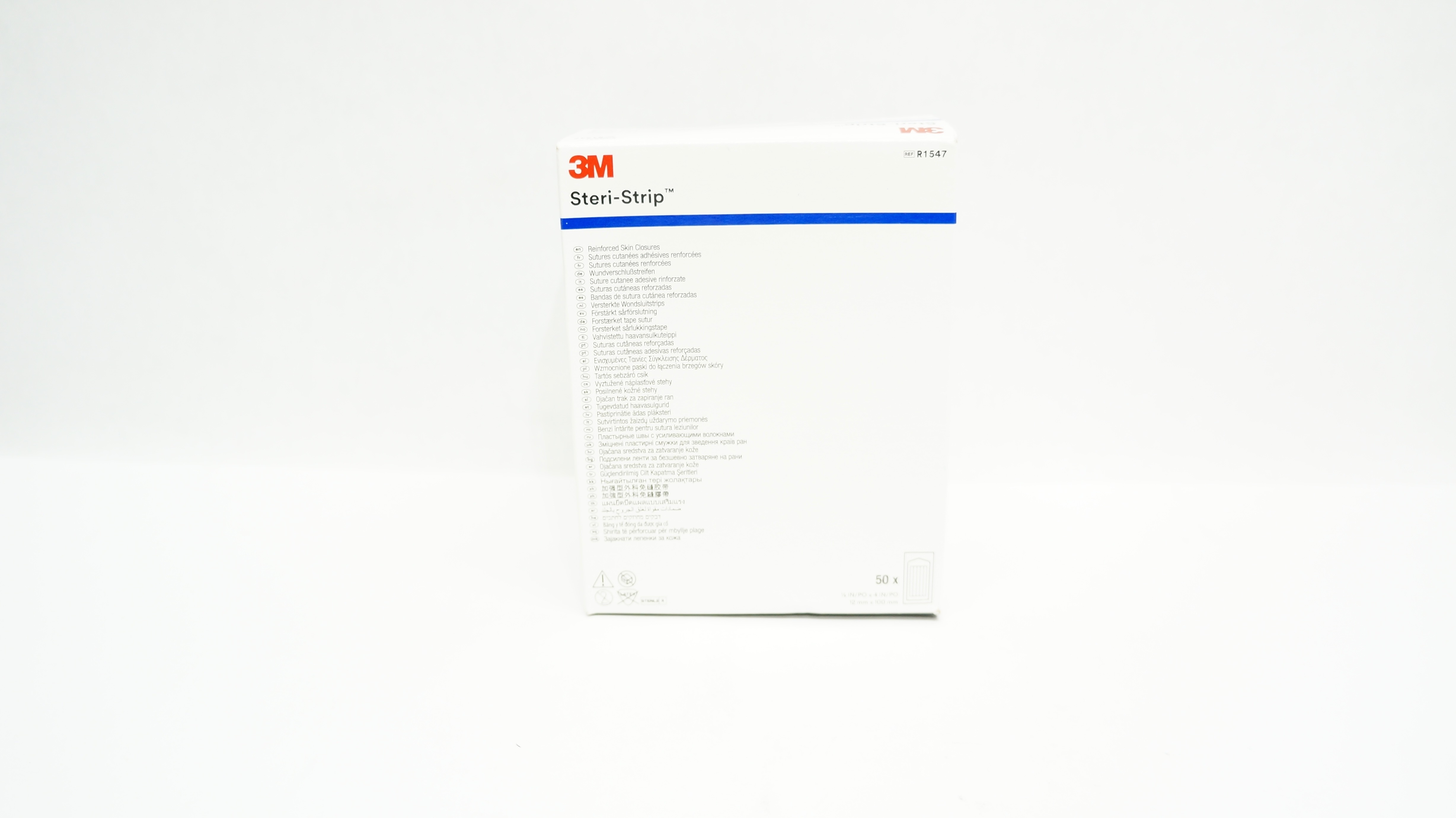 3M R1547 Steri-Strip Reinforced Skin Closures 1/2inch x 4 inch - Pack of 50