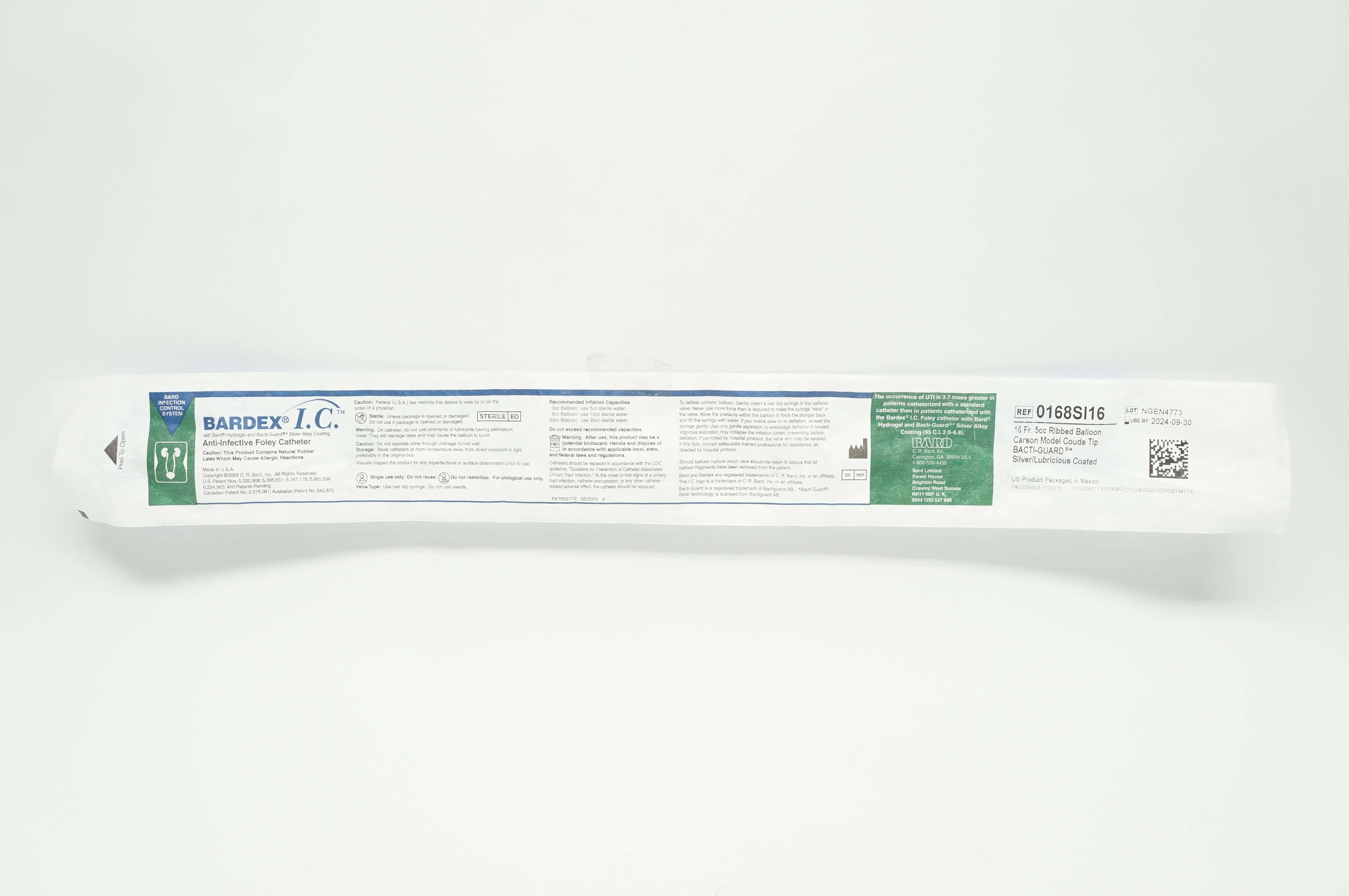 Bard 0168SI16 Bardex Anti-Infective Foley Cath. 16Fr