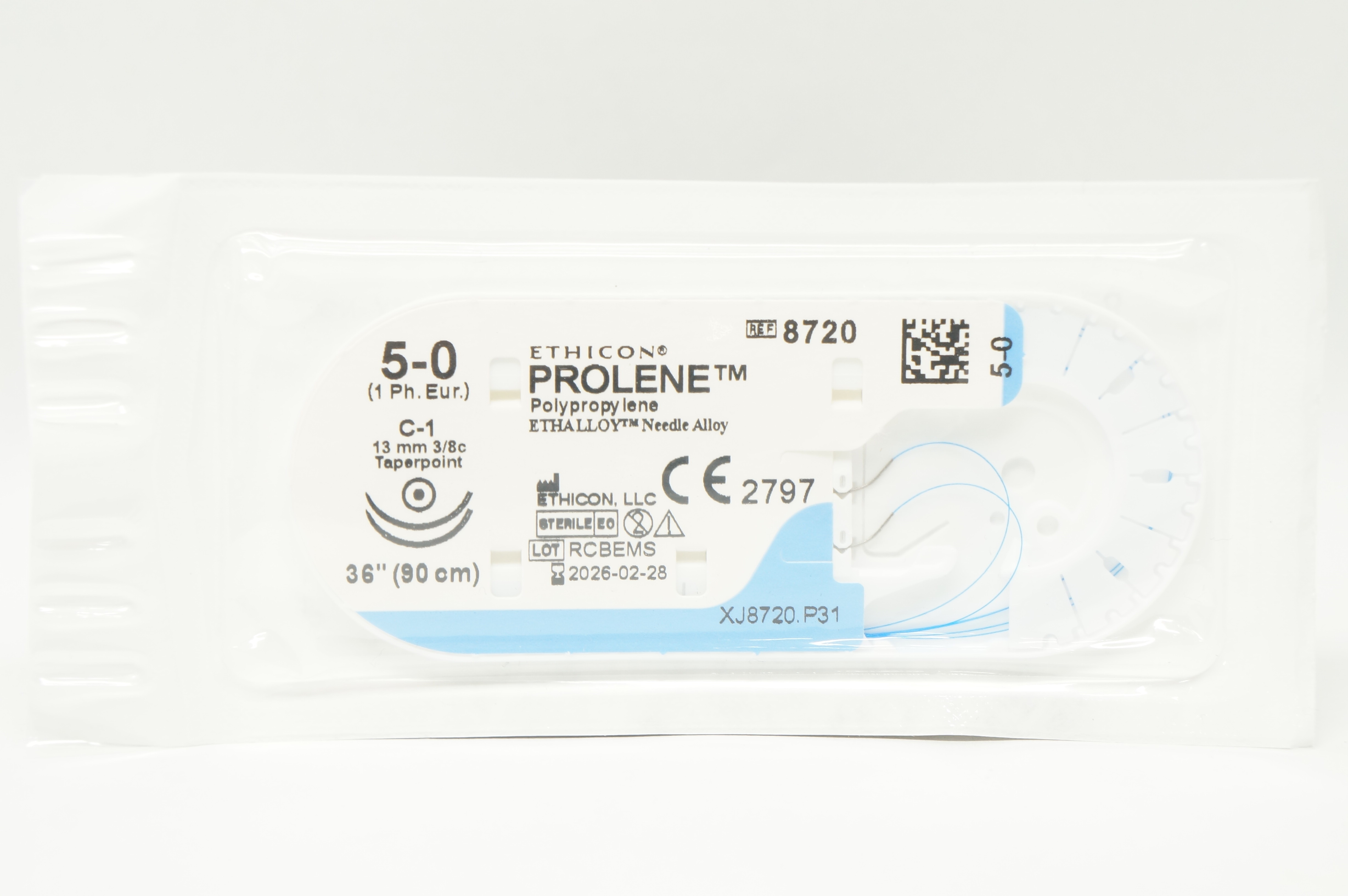 Ethicon 8720 5-0 PROLENE, C-1, 13mm 3/8c Taperpoint, 36inch