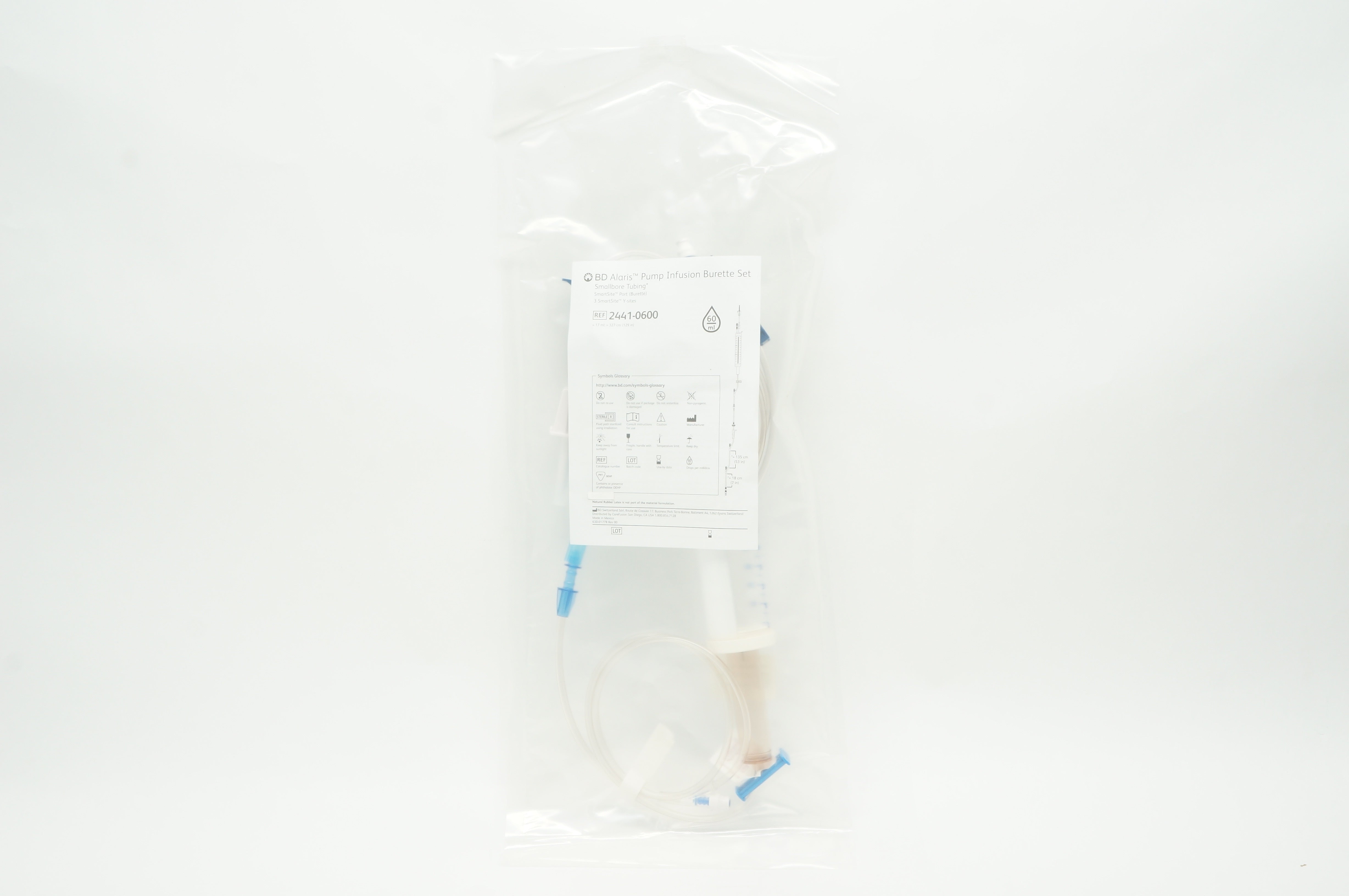 BD 2441-0600 Alaris Pump Infusion Burette Set Smallbore Tubing 60 ml