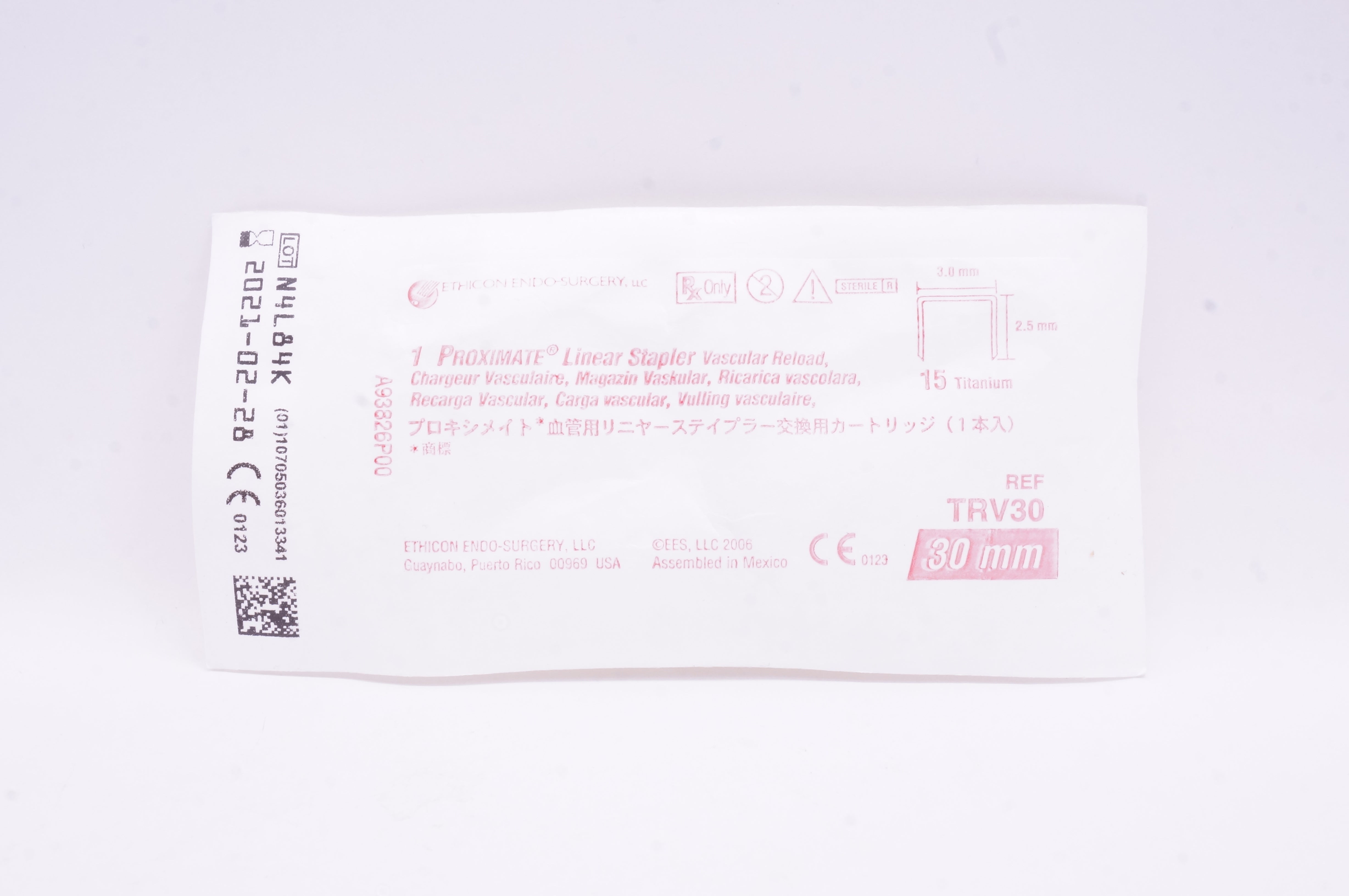 Ethicon TRV30 Proximate Linear Stapler Vascular Reload 30mm (x)