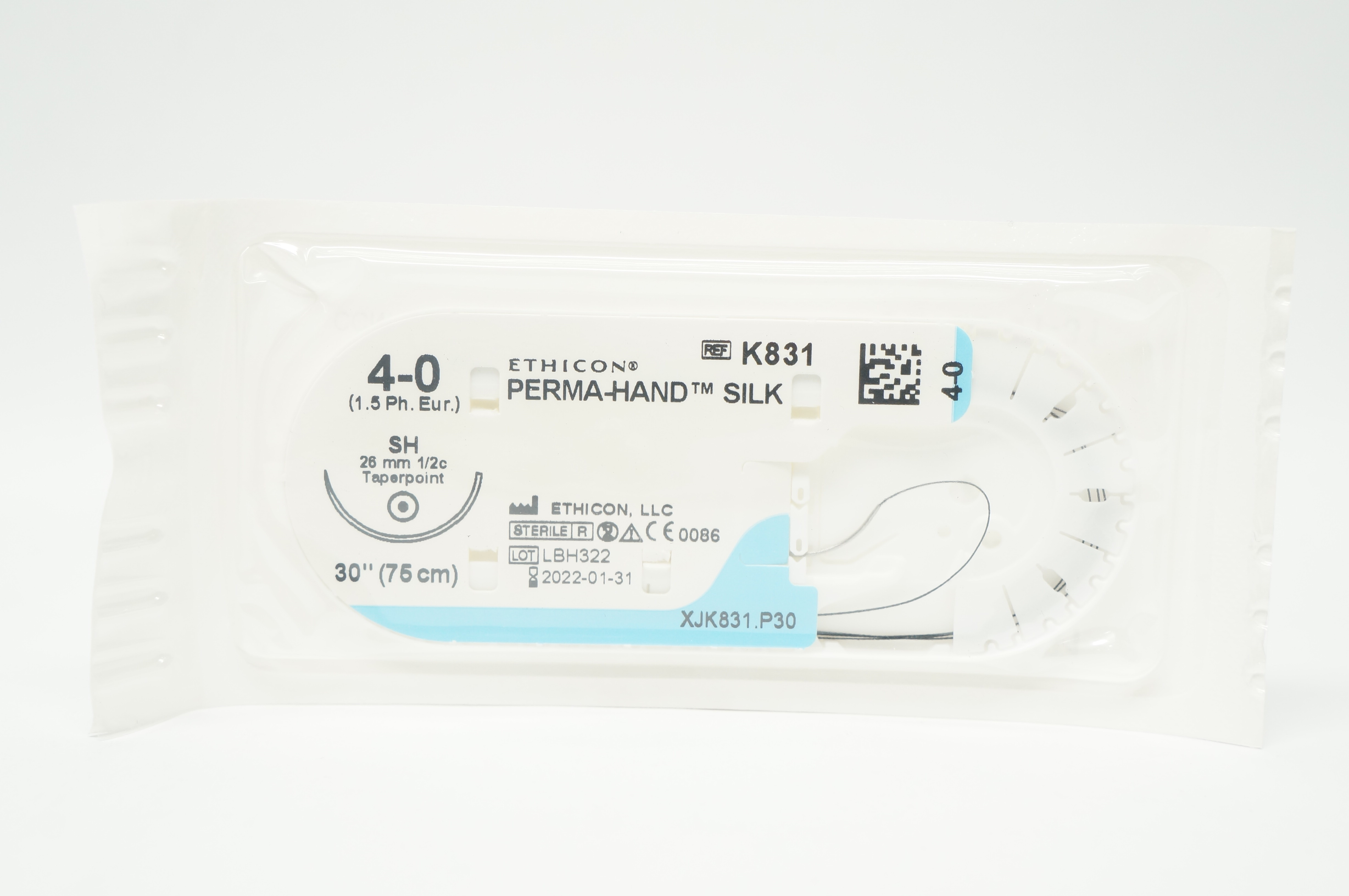 Ethicon K831 4-0 Perma-Hand Silk SH 26mm 1/2c Taperpoint, 30inch (x)
