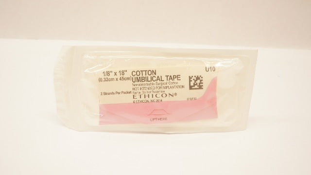 Ethicon U10 Cotton Umbilical Tape 1/8inch x 18inch (x) - Pack of 2
