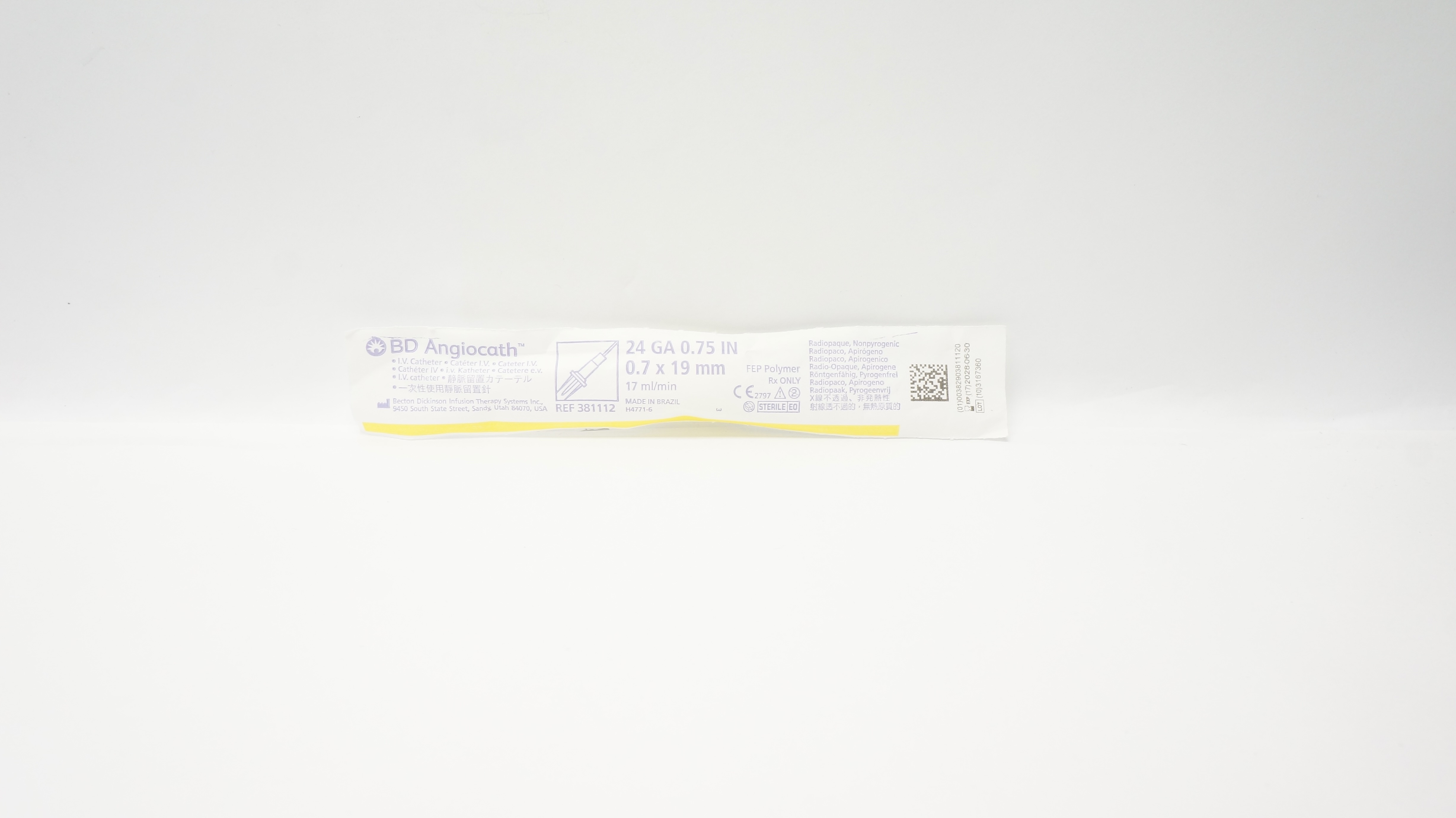 BD 381112 Becton IV Cath. Radiopaque 24Ga x 0.75inch, 17mL/min.