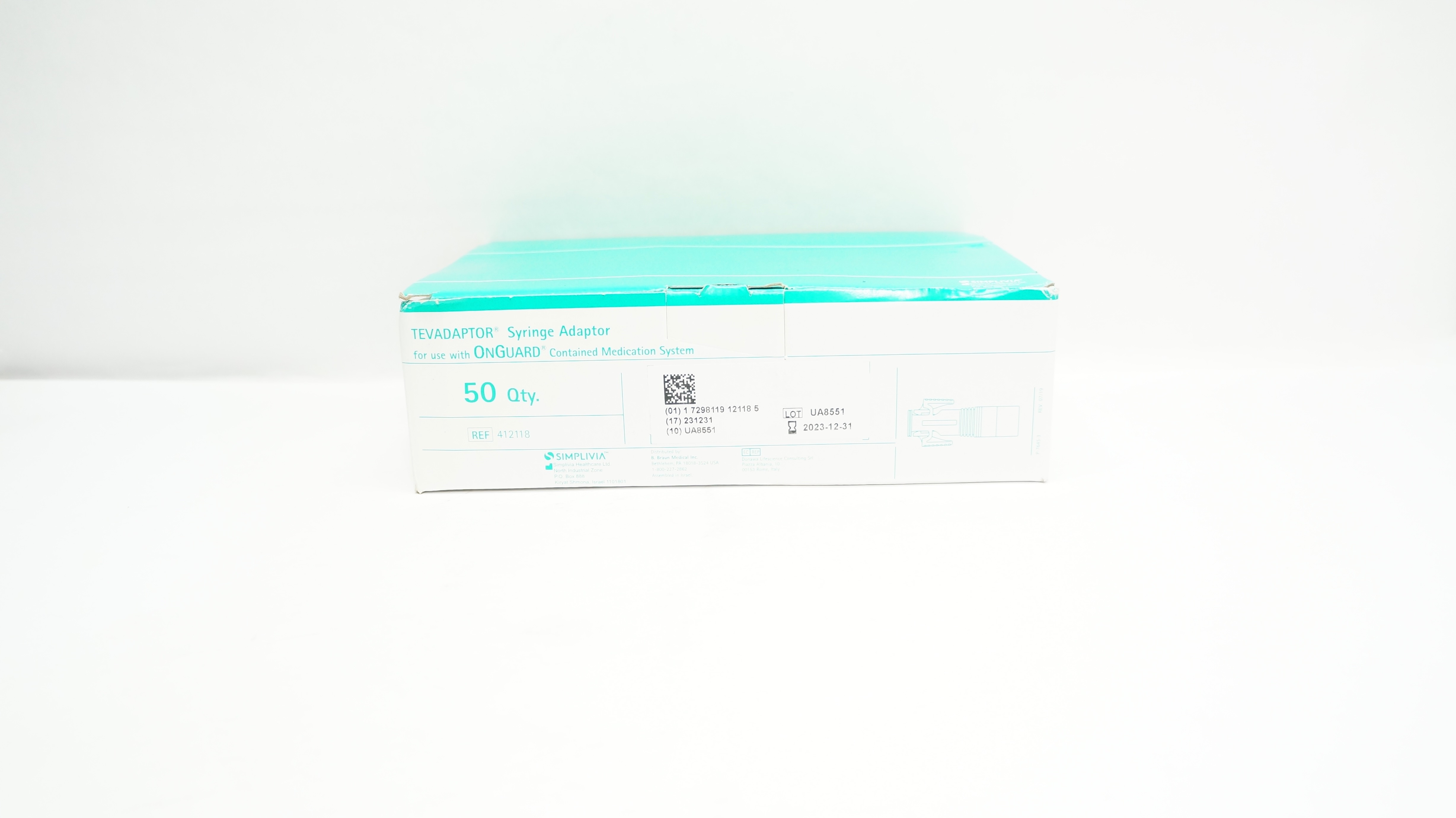 Braun 412118 TEVADAPTOR Syringe Adaptor HF - Box of 50
