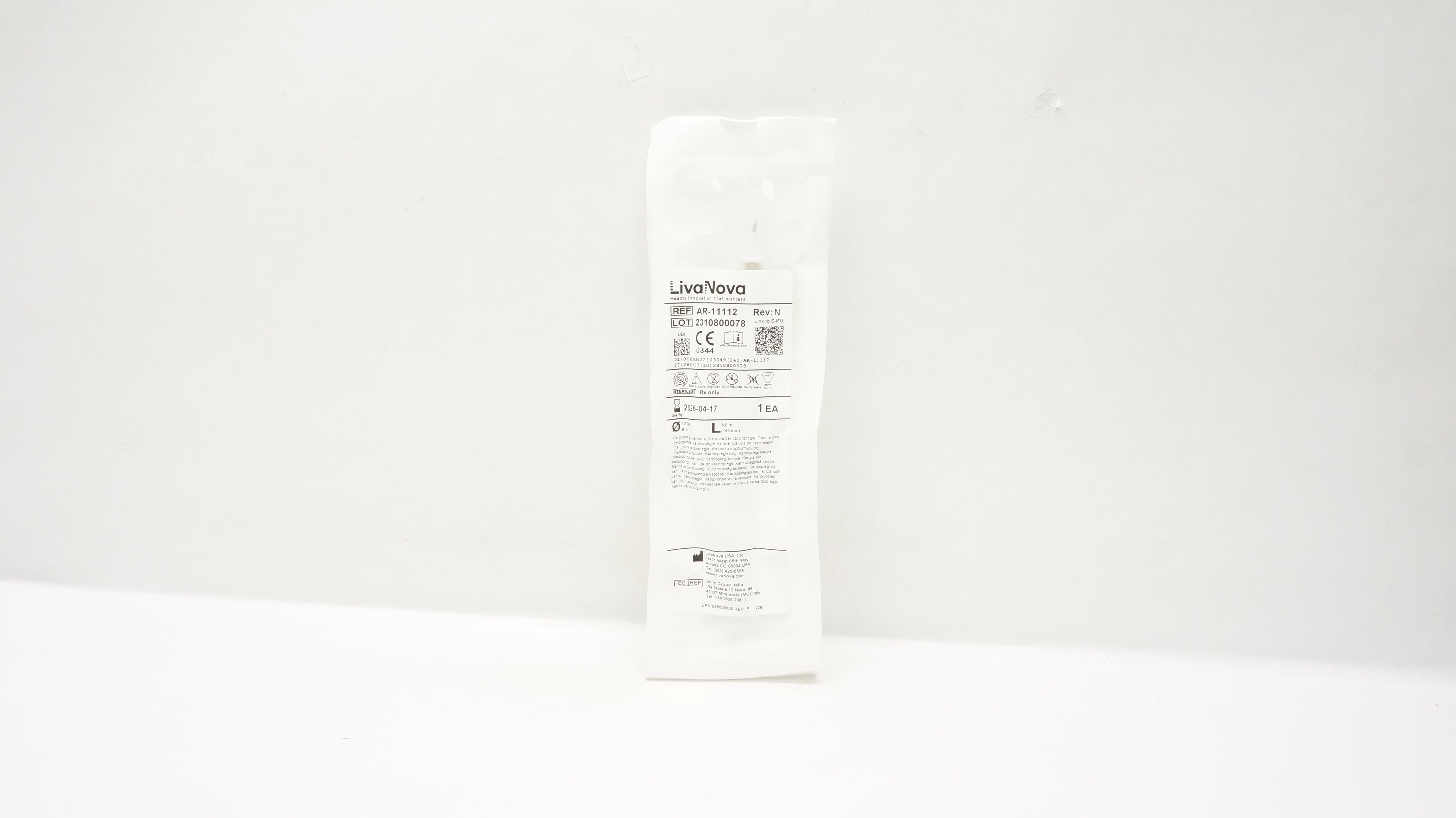 LivaNova AR-11112 Cardioplegia Cannulae 12Ga x 6.0in