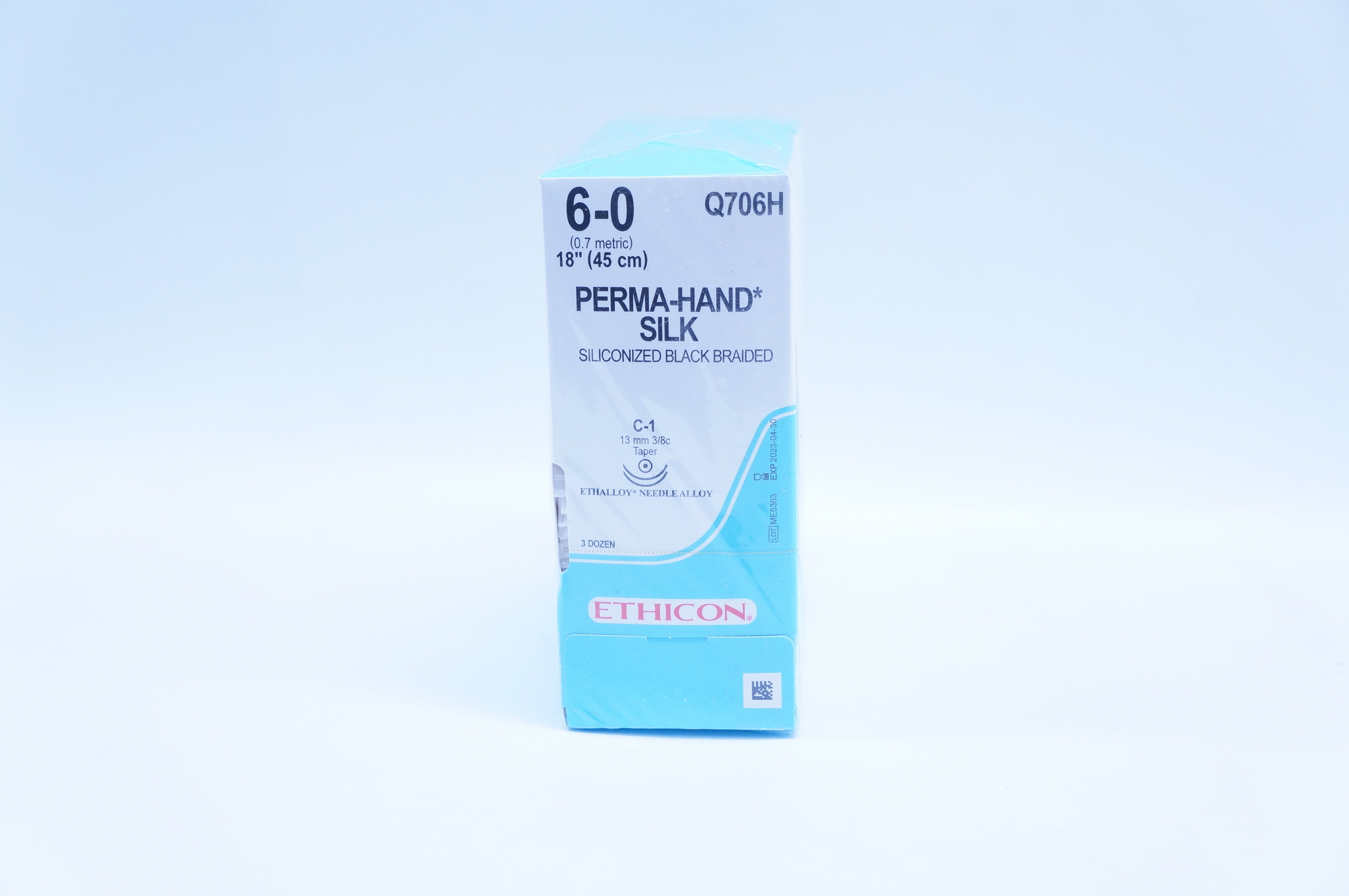Ethicon Q706H 6-0 Perma-Hand Silk C-1 13 mm 3/8c Taper 18inch - Box of 36