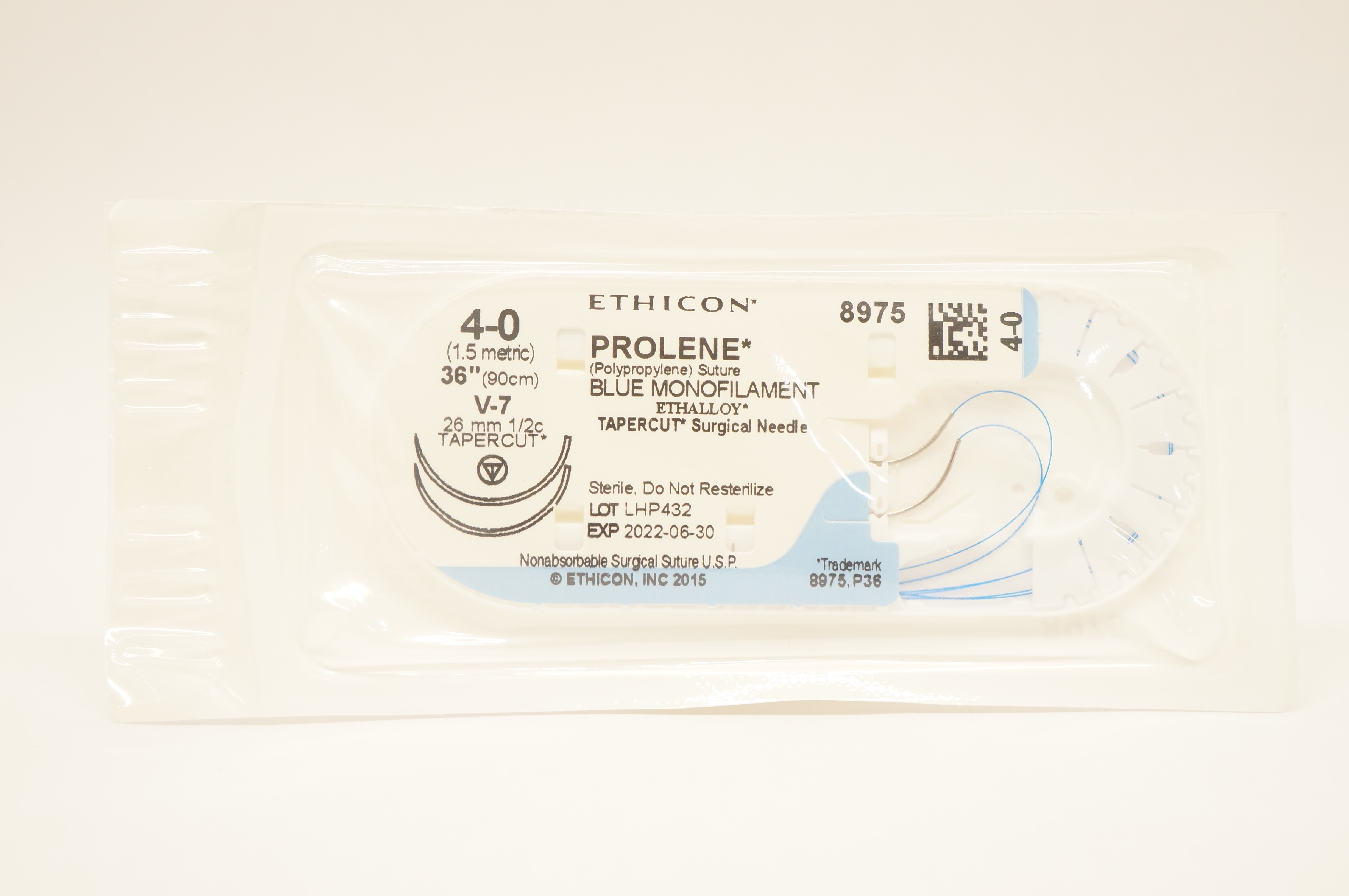 Ethicon 8975 4-0 PROLENE, Blue Monofilament, TaperCut V-7, 36inch