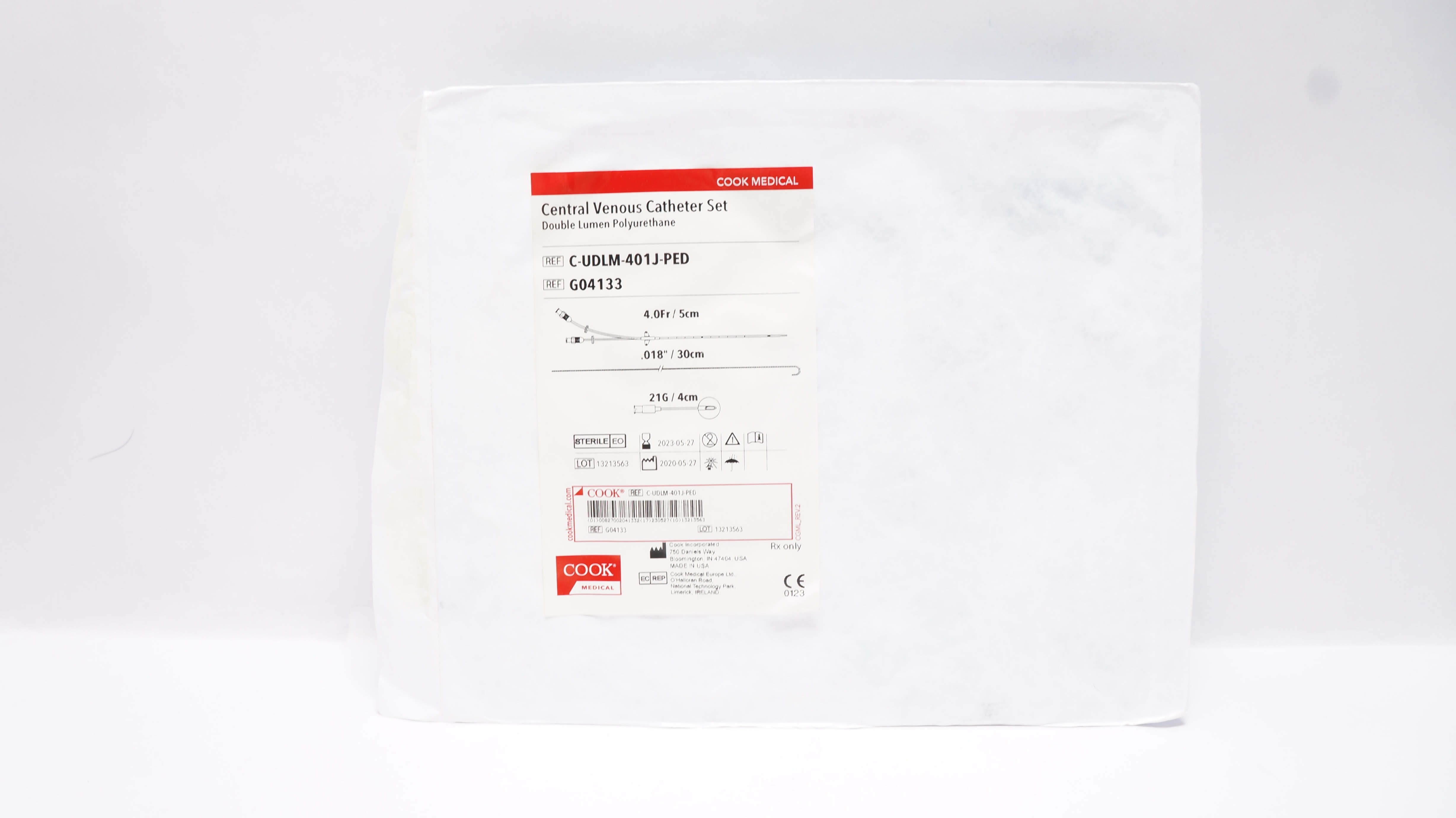 Cook Medical G04133 Central Venous Cath. Set 4.0Fr x .018 inch x 21G (x)