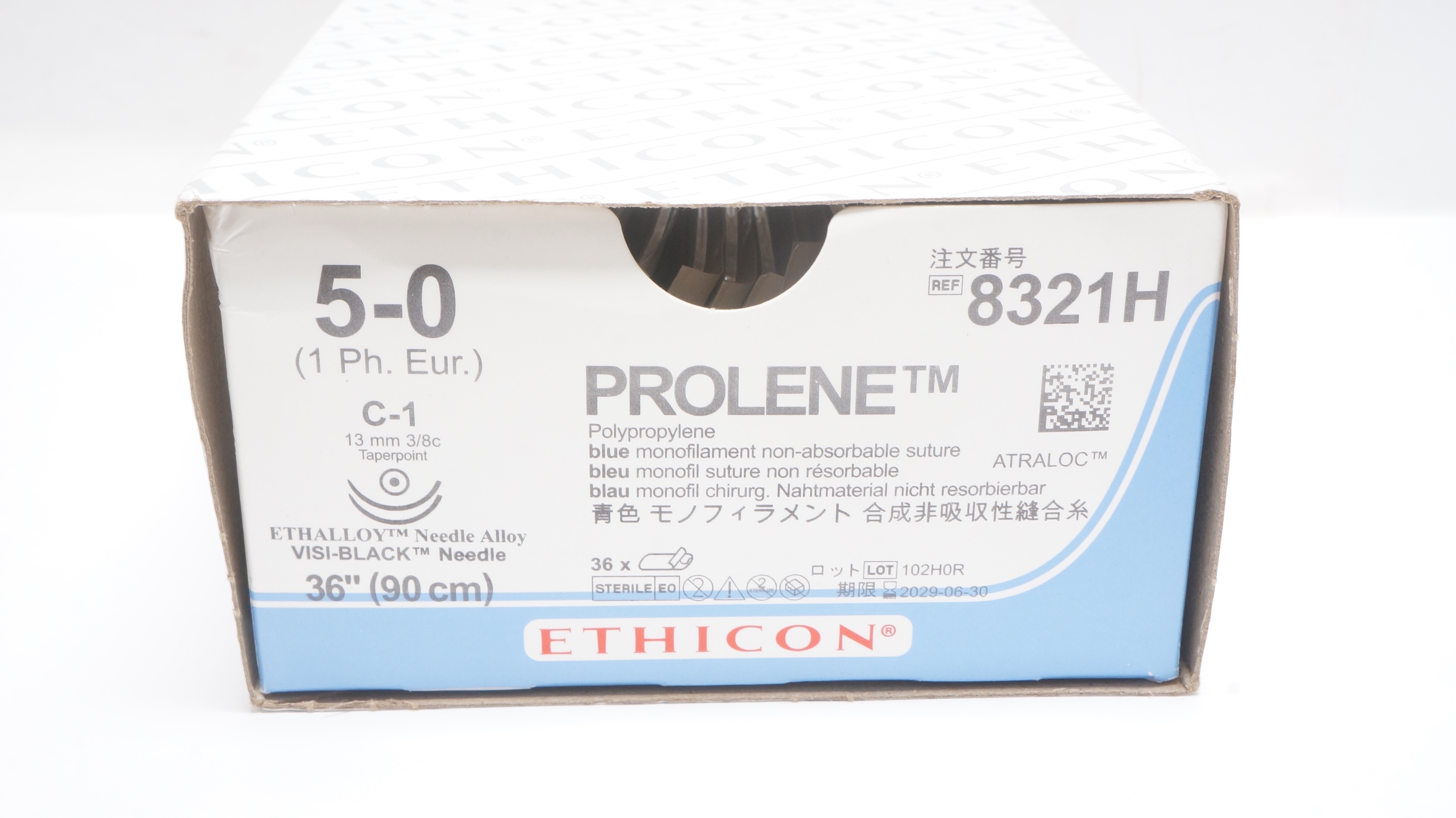 Ethicon 8321H 5-0 Prolene Polypropylene Stre C-1 13mm 3/8c Taperpoint -Box of 22