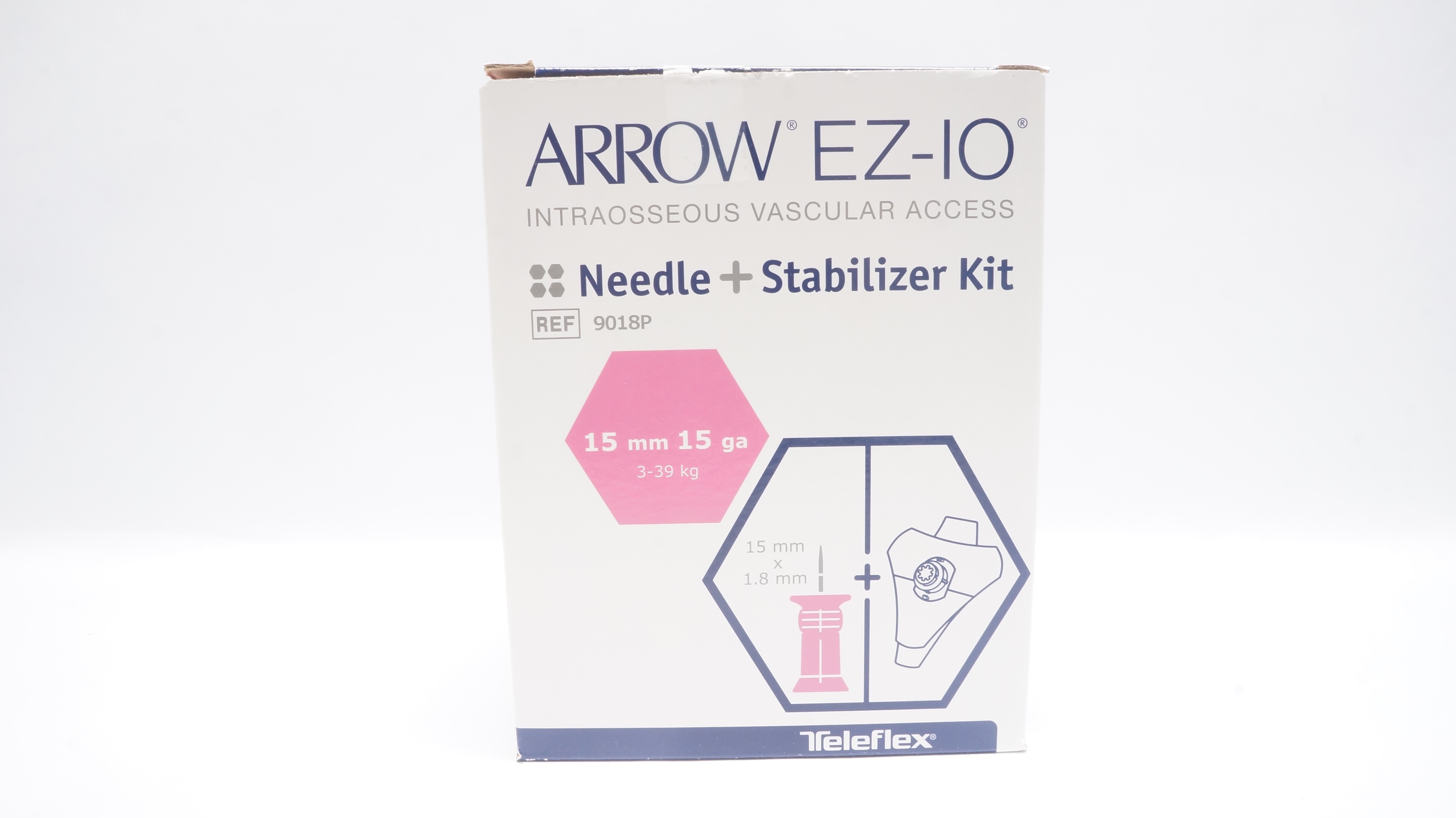 Teleflex 9018P Arrow EZ-IO Ndle + Stabilizer Kit 15mm x 15Ga, 3-39kg - Box of 4